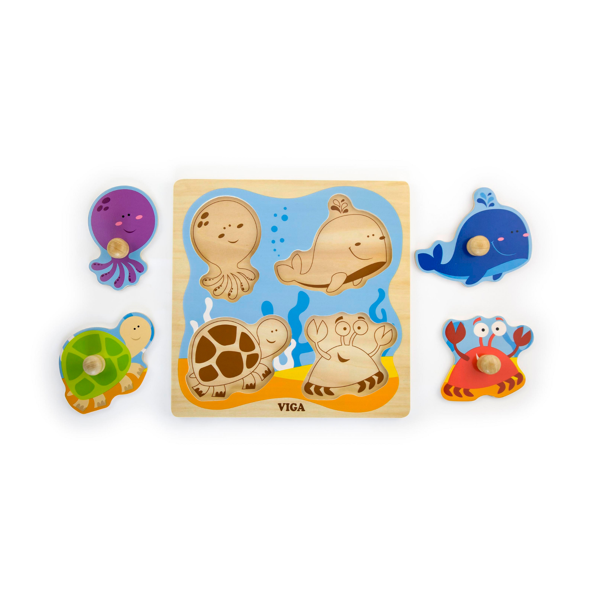 Viga Insect, 4 Piece Knob Puzzle, Montessori Wooden Toy, Develops Sensory, Cognitive & Fine Motor Skills, Non-Toxic & Eco-friendly Kids Educational Toy, Suitable for Boys and Girls Aged 12M+