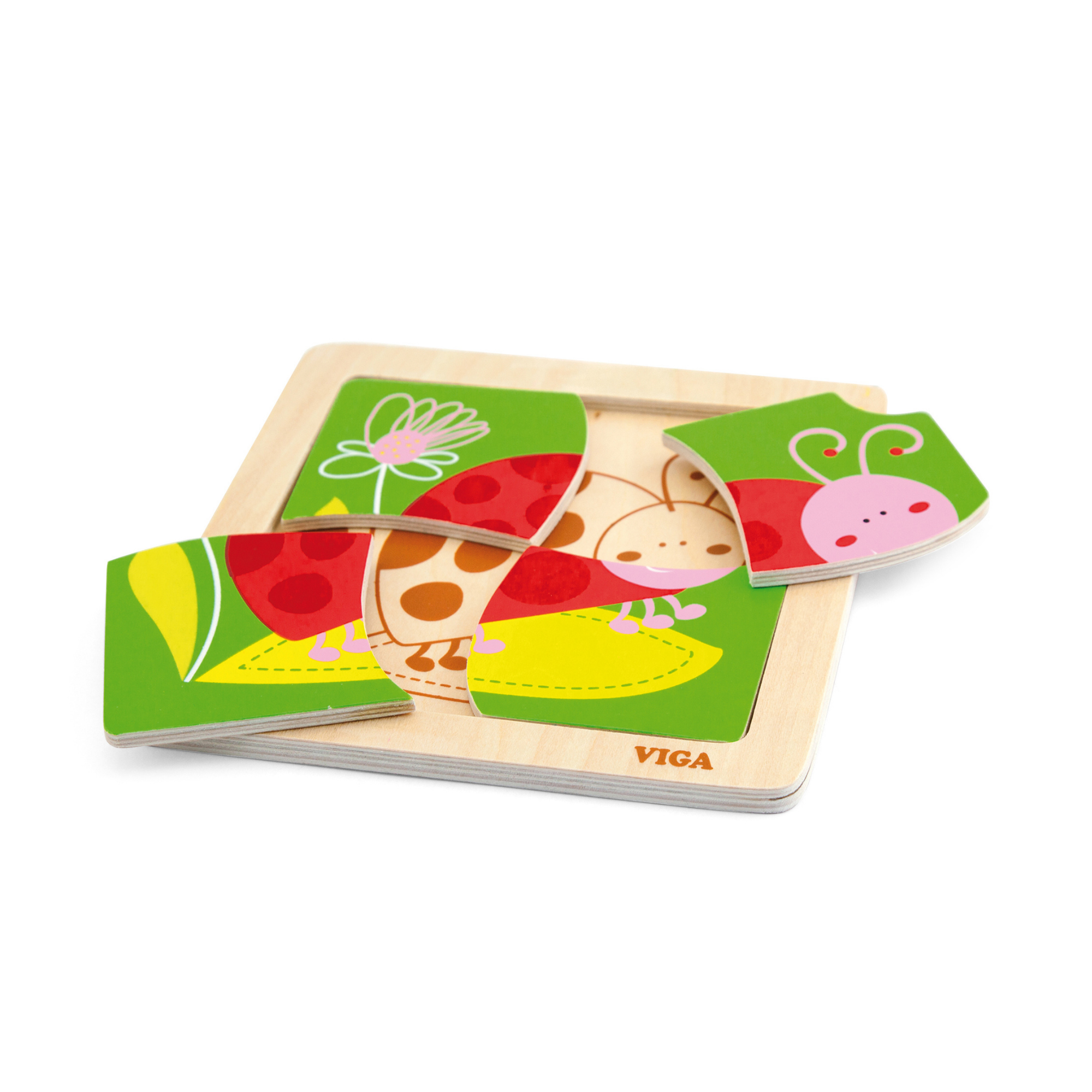 لعبة فيجا ليدي بيرد، أحجية مكعبات من 4 قطع، لعبة مونتيسوري الخشبية، تنمي المهارات الحسية والإدراكية والحركية الدقيقة، لعبة تعليمية للأطفال غير سامة وصديقة للبيئة، مناسبة للأولاد والبنات من سن 12 شهرًا فما فوق