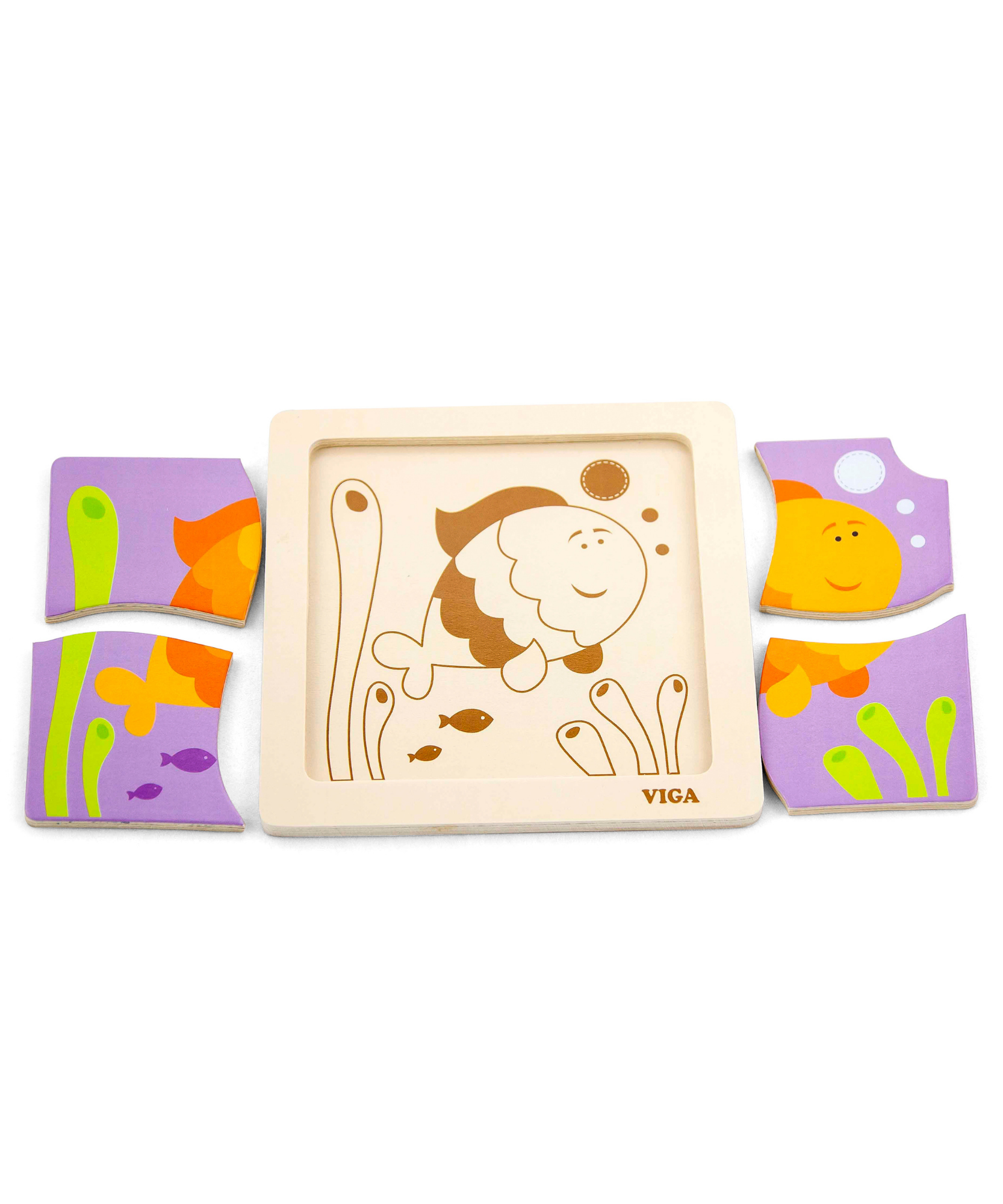 لعبة فيجا فيش، أحجية مكعبات من 4 قطع، لعبة مونتيسوري الخشبية، تنمي المهارات الحسية والإدراكية والحركية الدقيقة، لعبة تعليمية للأطفال غير سامة وصديقة للبيئة، مناسبة للأولاد والبنات من سن 12 شهرًا فما فوق