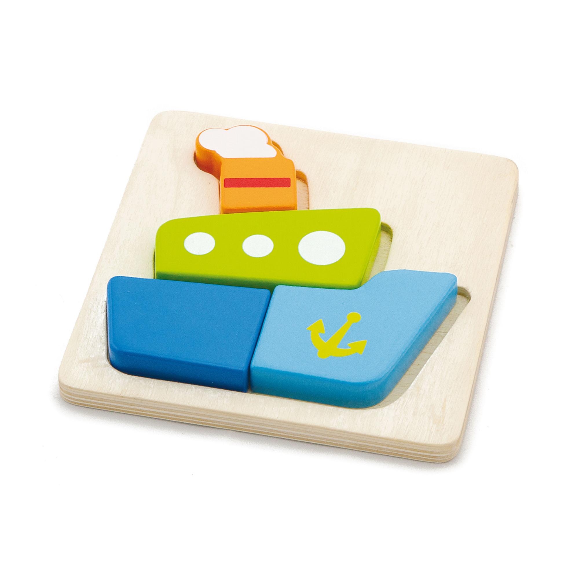 Viga Boat, 4 Piece Block Puzzle, Montessori Wooden Toy, Develops Sensory, Cognitive & Fine Motor Skills, Non-Toxic & Eco-friendly Kids Educational Toy, Suitable for Boys and Girls Aged 18M+