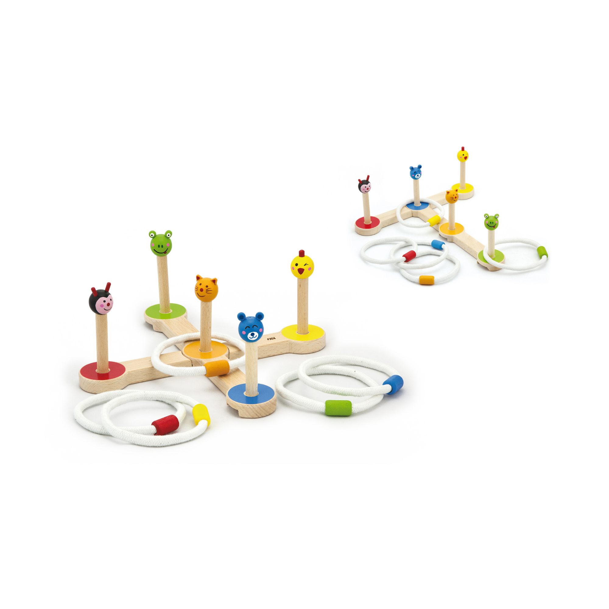 VIGA Wooden Ring Toss Game – Animal-Themed Montessori Toy for Toddlers & Kids, Enhances Hand-Eye Coordination, Fine Motor Skills, Social Play, Eco-Friendly, Non-Toxic Paints, for Boys & Girls Ages 3+