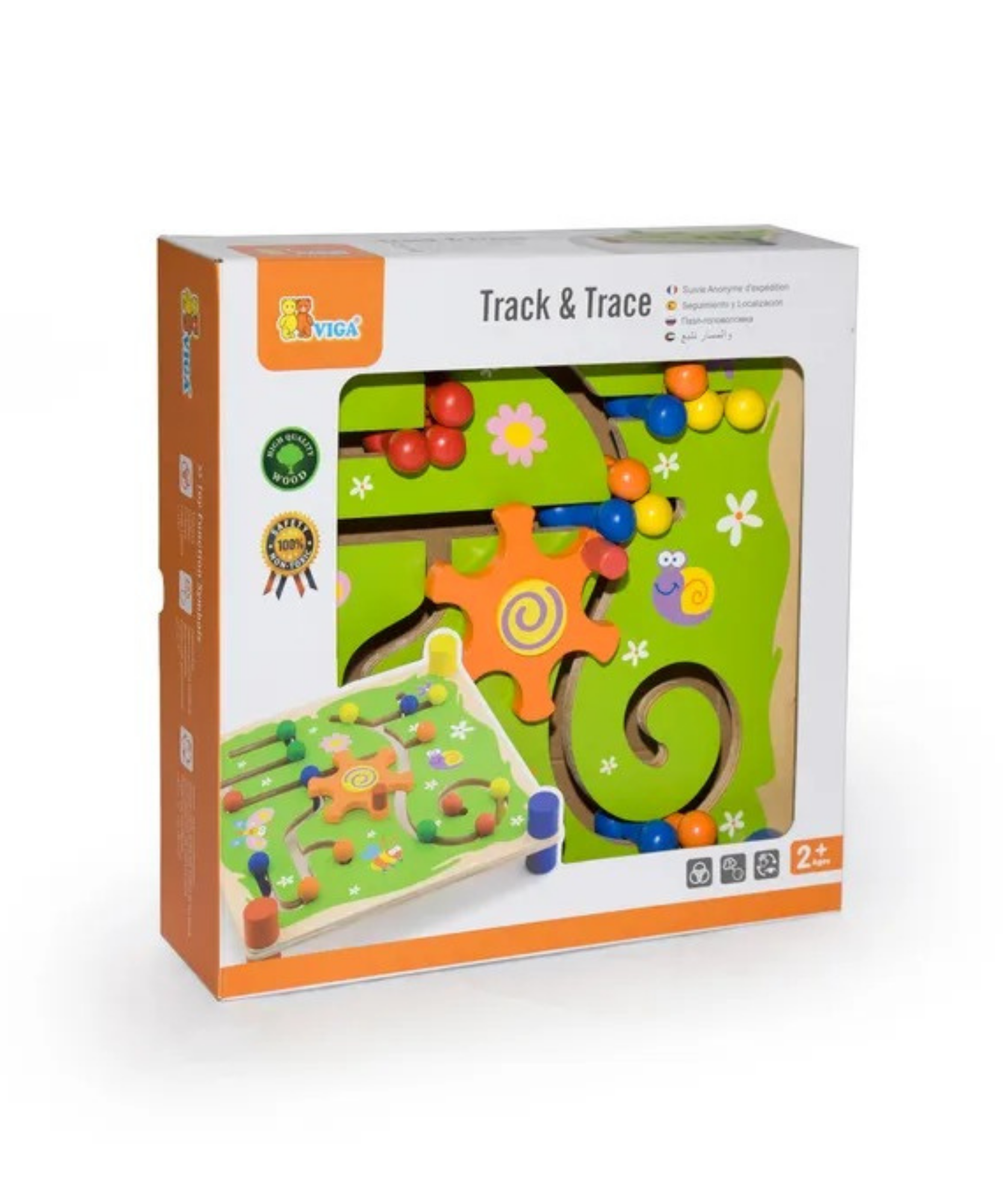 لعبة فيجا الخشبية للتتبع والتتبع - متاهة خرز مستوحاة من مونتيسوري مع بطاقات أنماط، تُنمّي التنسيق بين اليد والعين والوعي المكاني والخيال، صديقة للبيئة، ألوان غير سامة، مناسبة للأعمار من سنتين فما فوق