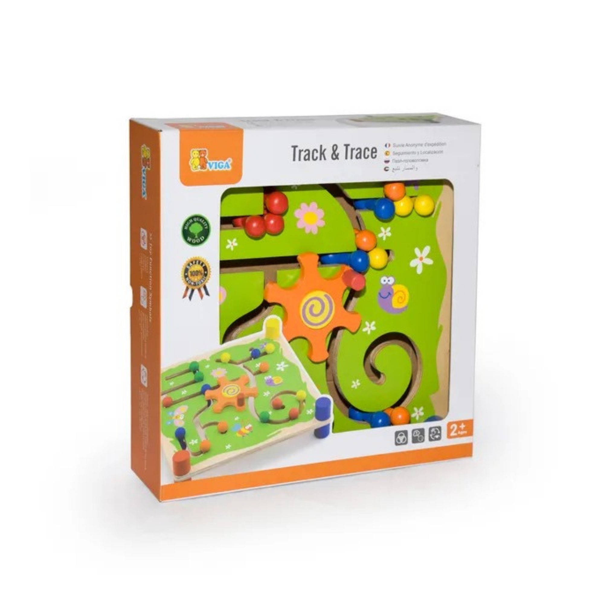 لعبة فيجا الخشبية للتتبع والتتبع - متاهة خرز مستوحاة من مونتيسوري مع بطاقات أنماط، تُنمّي التنسيق بين اليد والعين والوعي المكاني والخيال، صديقة للبيئة، ألوان غير سامة، مناسبة للأعمار من سنتين فما فوق