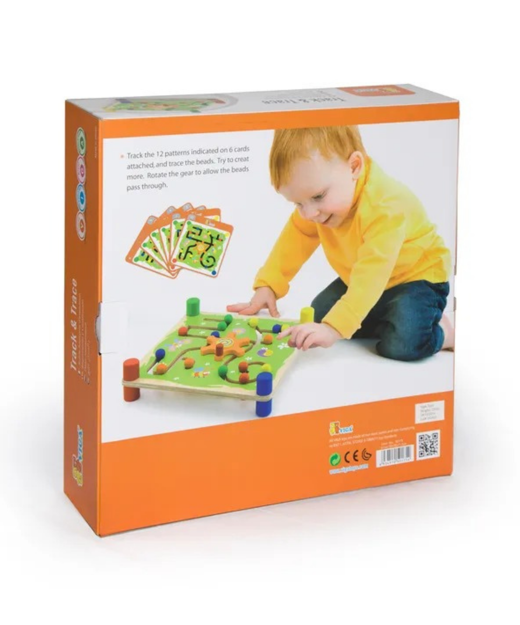لعبة فيجا الخشبية للتتبع والتتبع - متاهة خرز مستوحاة من مونتيسوري مع بطاقات أنماط، تُنمّي التنسيق بين اليد والعين والوعي المكاني والخيال، صديقة للبيئة، ألوان غير سامة، مناسبة للأعمار من سنتين فما فوق