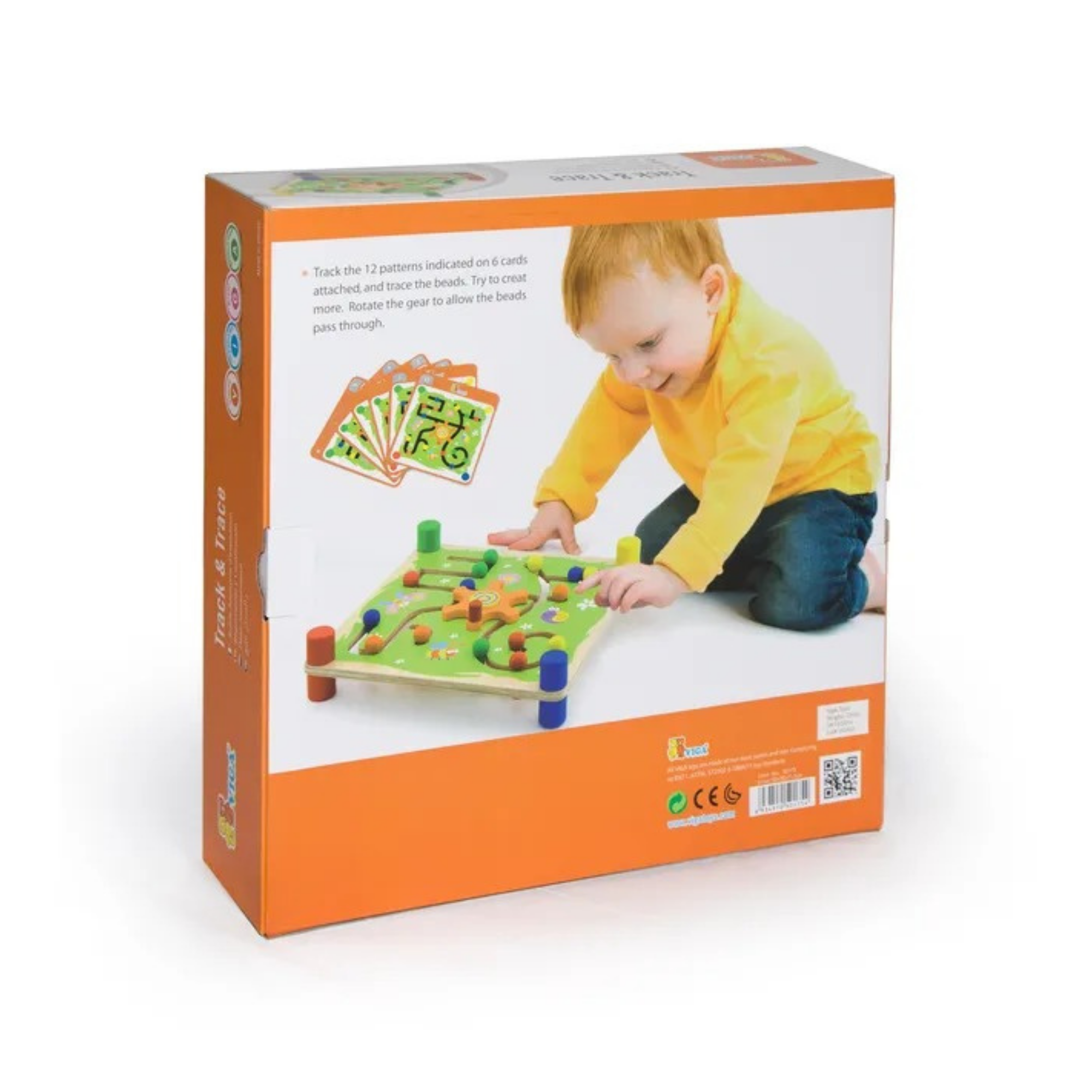 لعبة فيجا الخشبية للتتبع والتتبع - متاهة خرز مستوحاة من مونتيسوري مع بطاقات أنماط، تُنمّي التنسيق بين اليد والعين والوعي المكاني والخيال، صديقة للبيئة، ألوان غير سامة، مناسبة للأعمار من سنتين فما فوق
