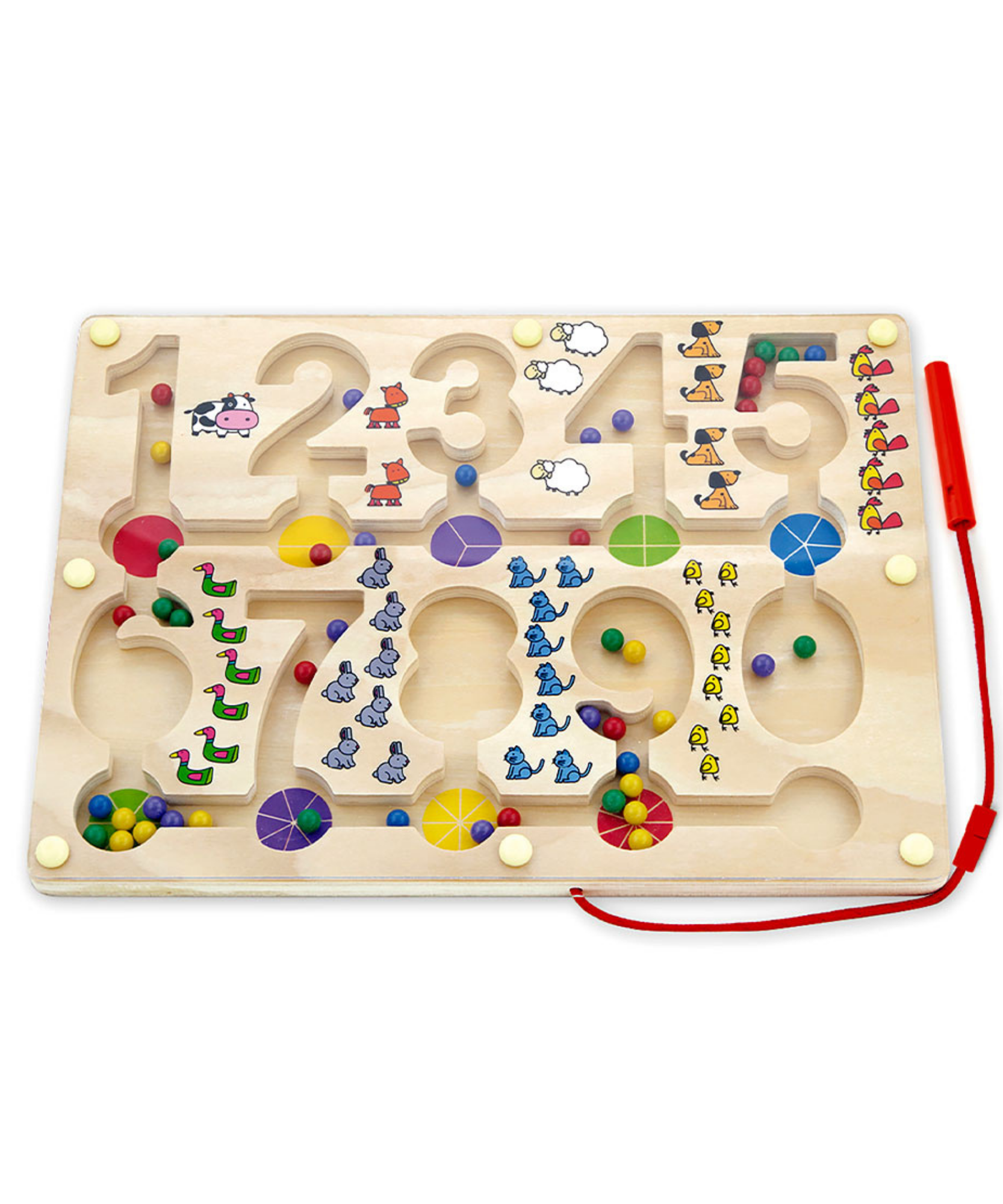 لعبة فيجا المغناطيسية لتتبع الخرز - لغز الأرقام للأطفال الصغار، لعبة تعليمية مستوحاة من مونتيسوري مع عصاتين مغناطيسيتين، تُنمّي مهارات التعرّف على الأرقام والتنسيق بين اليد والعين والمهارات الاجتماعية، لعبة خشبية، مناسبة للأعمار من 18 شهرًا فما فوق
