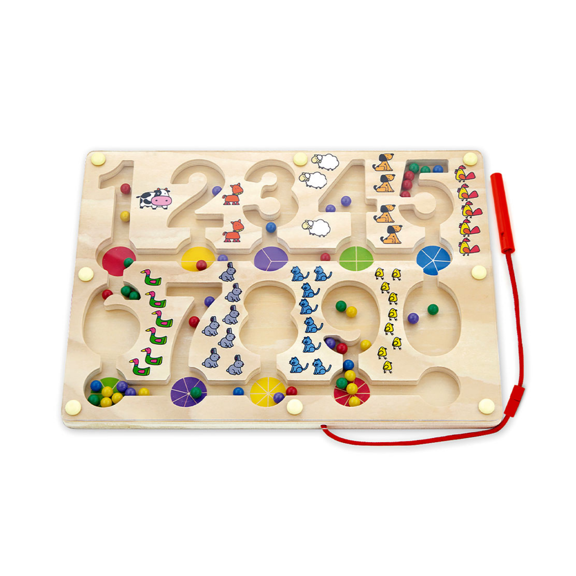 لعبة فيجا المغناطيسية لتتبع الخرز - لغز الأرقام للأطفال الصغار، لعبة تعليمية مستوحاة من مونتيسوري مع عصاتين مغناطيسيتين، تُنمّي مهارات التعرّف على الأرقام والتنسيق بين اليد والعين والمهارات الاجتماعية، لعبة خشبية، مناسبة للأعمار من 18 شهرًا فما فوق