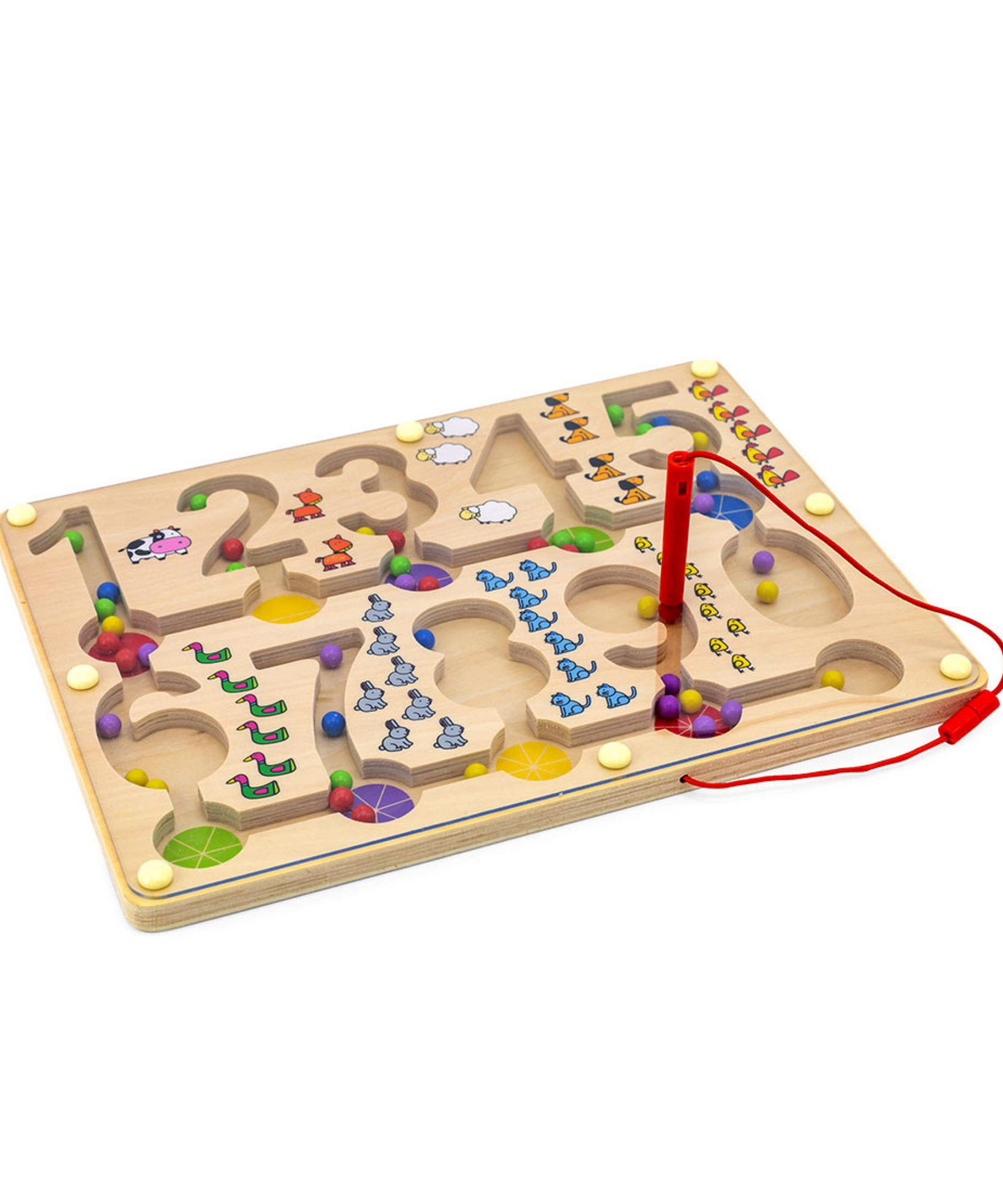 لعبة فيجا المغناطيسية لتتبع الخرز - لغز الأرقام للأطفال الصغار، لعبة تعليمية مستوحاة من مونتيسوري مع عصاتين مغناطيسيتين، تُنمّي مهارات التعرّف على الأرقام والتنسيق بين اليد والعين والمهارات الاجتماعية، لعبة خشبية، مناسبة للأعمار من 18 شهرًا فما فوق