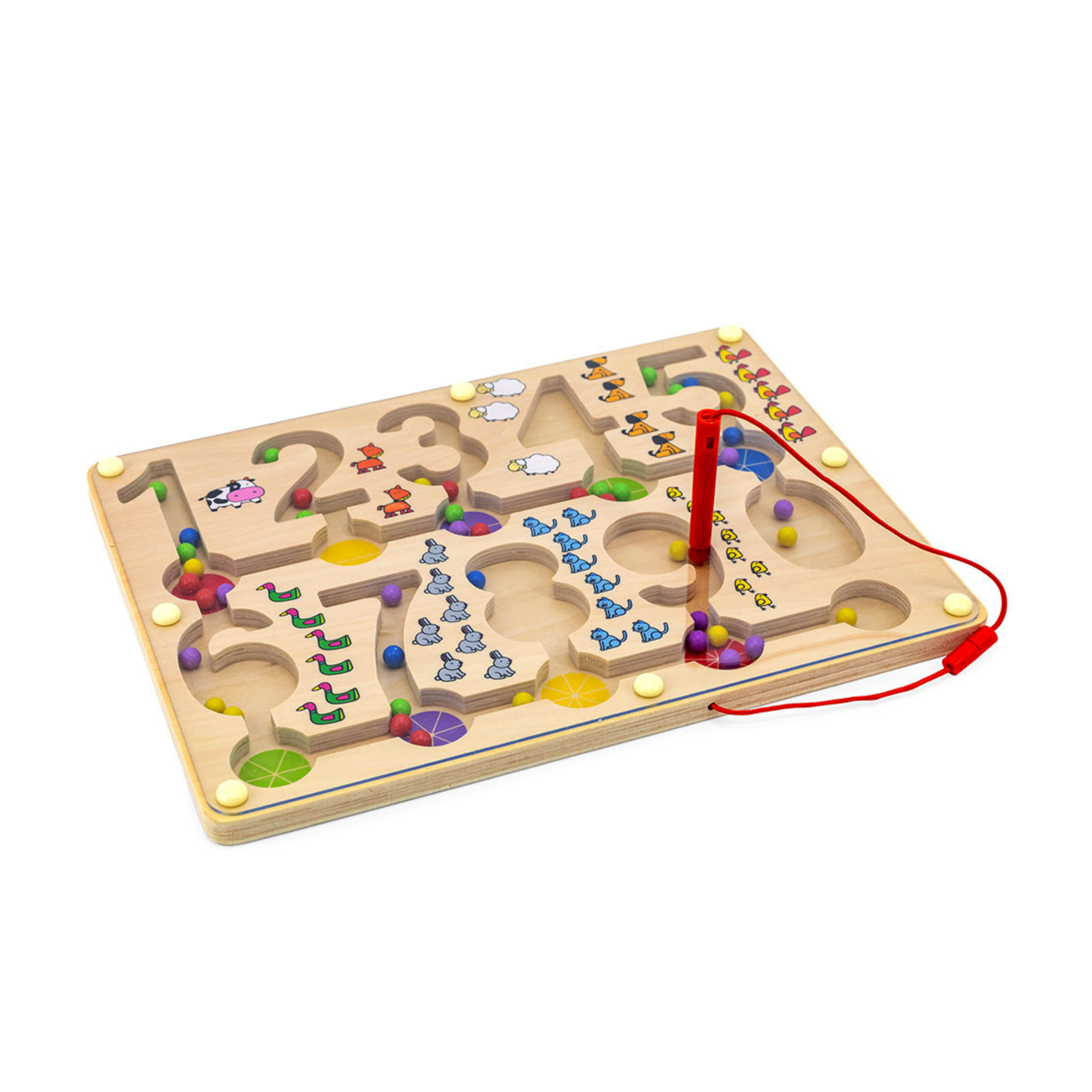 لعبة فيجا المغناطيسية لتتبع الخرز - لغز الأرقام للأطفال الصغار، لعبة تعليمية مستوحاة من مونتيسوري مع عصاتين مغناطيسيتين، تُنمّي مهارات التعرّف على الأرقام والتنسيق بين اليد والعين والمهارات الاجتماعية، لعبة خشبية، مناسبة للأعمار من 18 شهرًا فما فوق