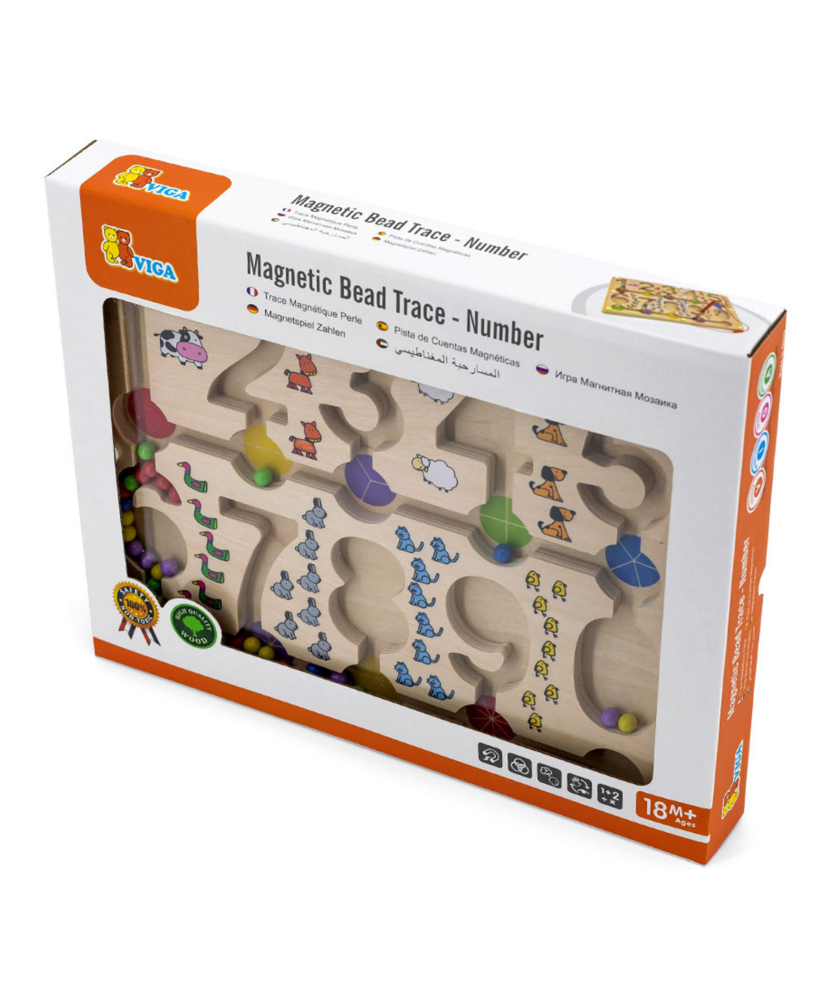 لعبة فيجا المغناطيسية لتتبع الخرز - لغز الأرقام للأطفال الصغار، لعبة تعليمية مستوحاة من مونتيسوري مع عصاتين مغناطيسيتين، تُنمّي مهارات التعرّف على الأرقام والتنسيق بين اليد والعين والمهارات الاجتماعية، لعبة خشبية، مناسبة للأعمار من 18 شهرًا فما فوق