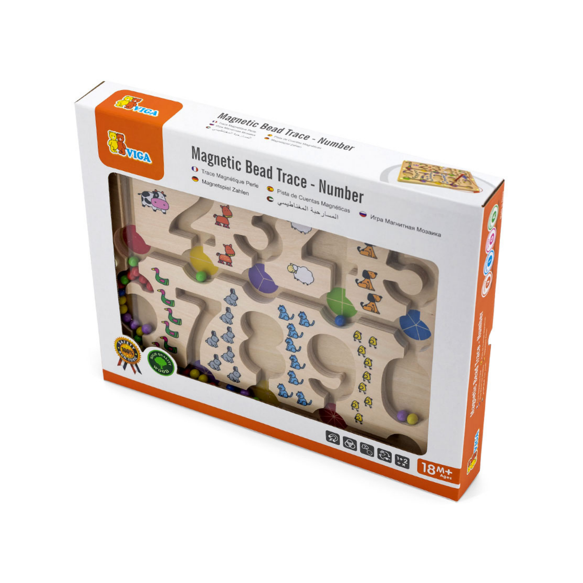لعبة فيجا المغناطيسية لتتبع الخرز - لغز الأرقام للأطفال الصغار، لعبة تعليمية مستوحاة من مونتيسوري مع عصاتين مغناطيسيتين، تُنمّي مهارات التعرّف على الأرقام والتنسيق بين اليد والعين والمهارات الاجتماعية، لعبة خشبية، مناسبة للأعمار من 18 شهرًا فما فوق