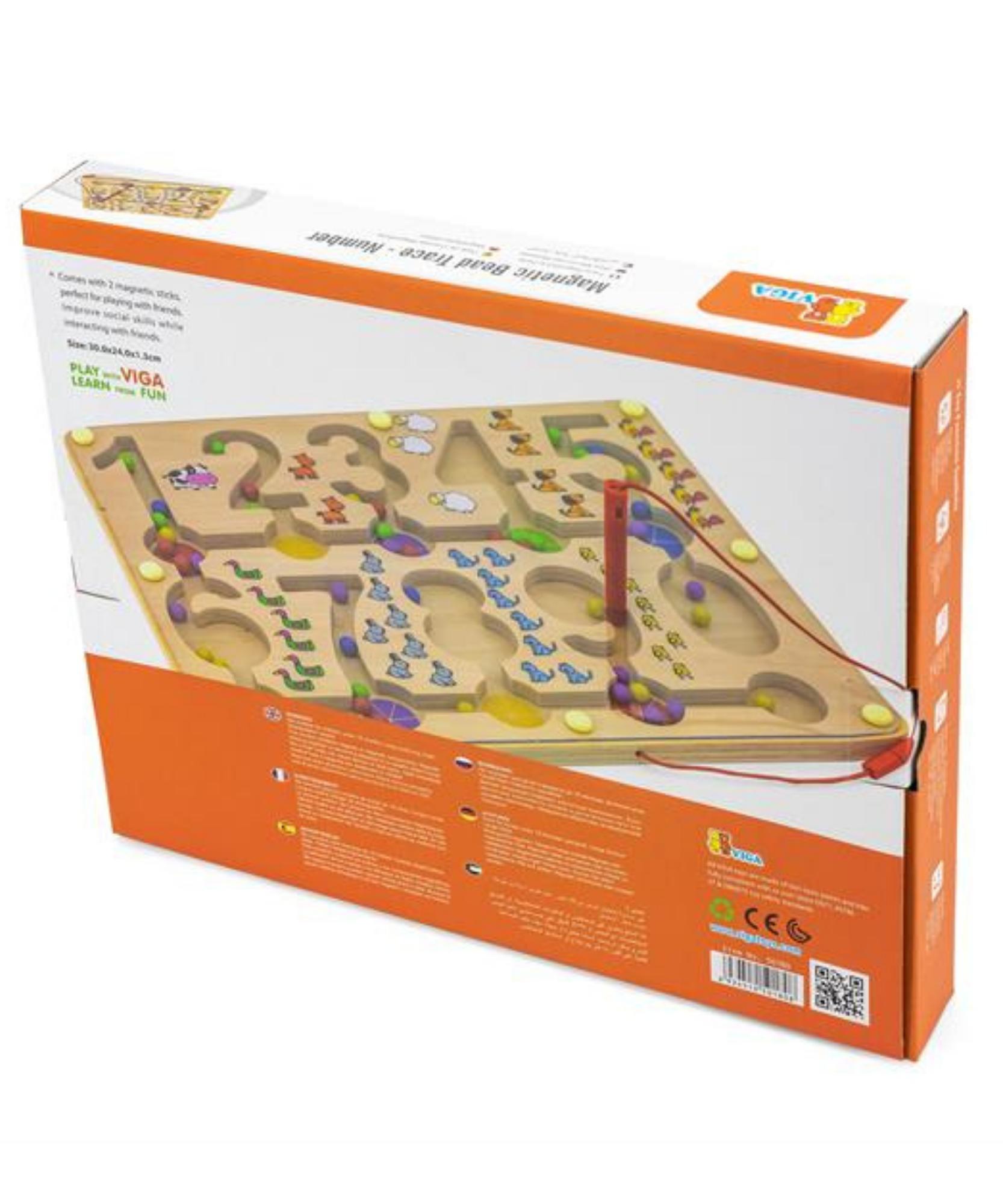 لعبة فيجا المغناطيسية لتتبع الخرز - لغز الأرقام للأطفال الصغار، لعبة تعليمية مستوحاة من مونتيسوري مع عصاتين مغناطيسيتين، تُنمّي مهارات التعرّف على الأرقام والتنسيق بين اليد والعين والمهارات الاجتماعية، لعبة خشبية، مناسبة للأعمار من 18 شهرًا فما فوق