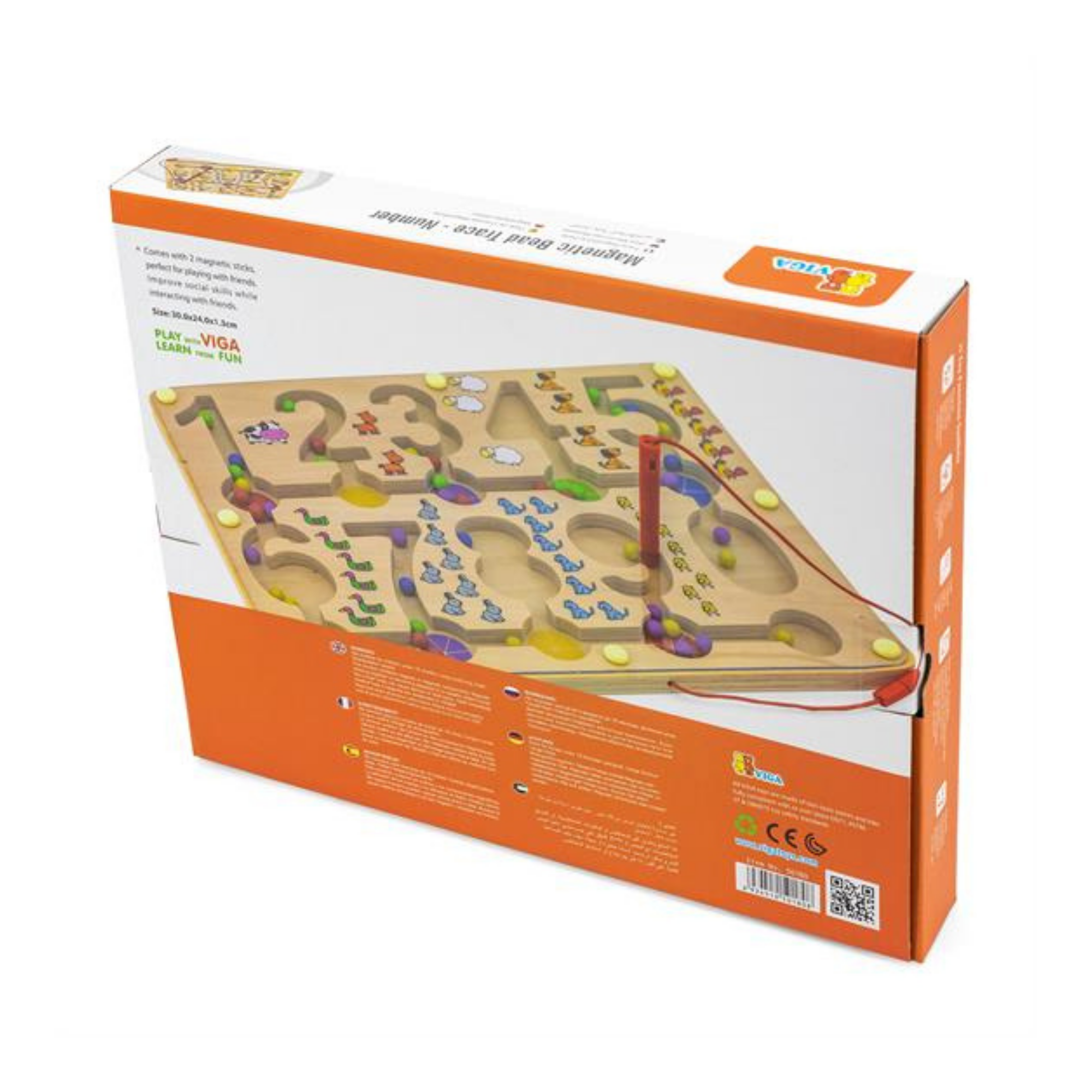 لعبة فيجا المغناطيسية لتتبع الخرز - لغز الأرقام للأطفال الصغار، لعبة تعليمية مستوحاة من مونتيسوري مع عصاتين مغناطيسيتين، تُنمّي مهارات التعرّف على الأرقام والتنسيق بين اليد والعين والمهارات الاجتماعية، لعبة خشبية، مناسبة للأعمار من 18 شهرًا فما فوق