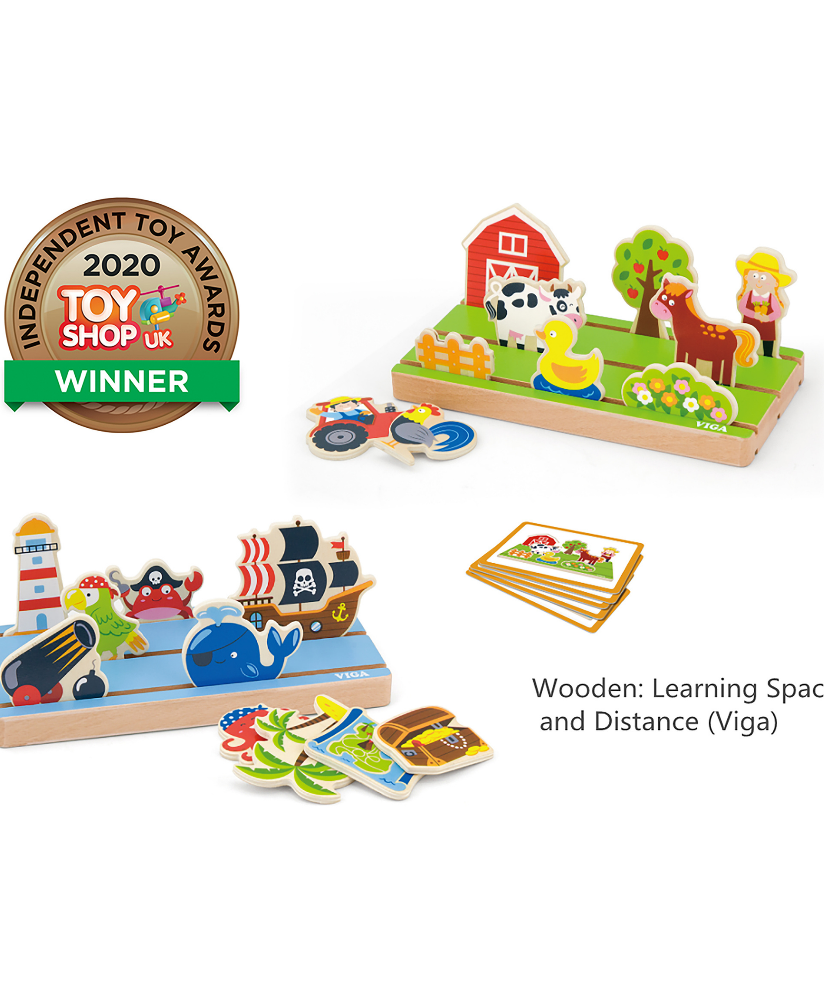 Viga Space & Distance Learning Toy, 1 Piece Montessori Wooden Playset for Toddlers, Develops Spatial Awareness & Fine Motor Skills, Solid Wood with Non-Toxic Paints, Eco-Friendly, Ages 18M+