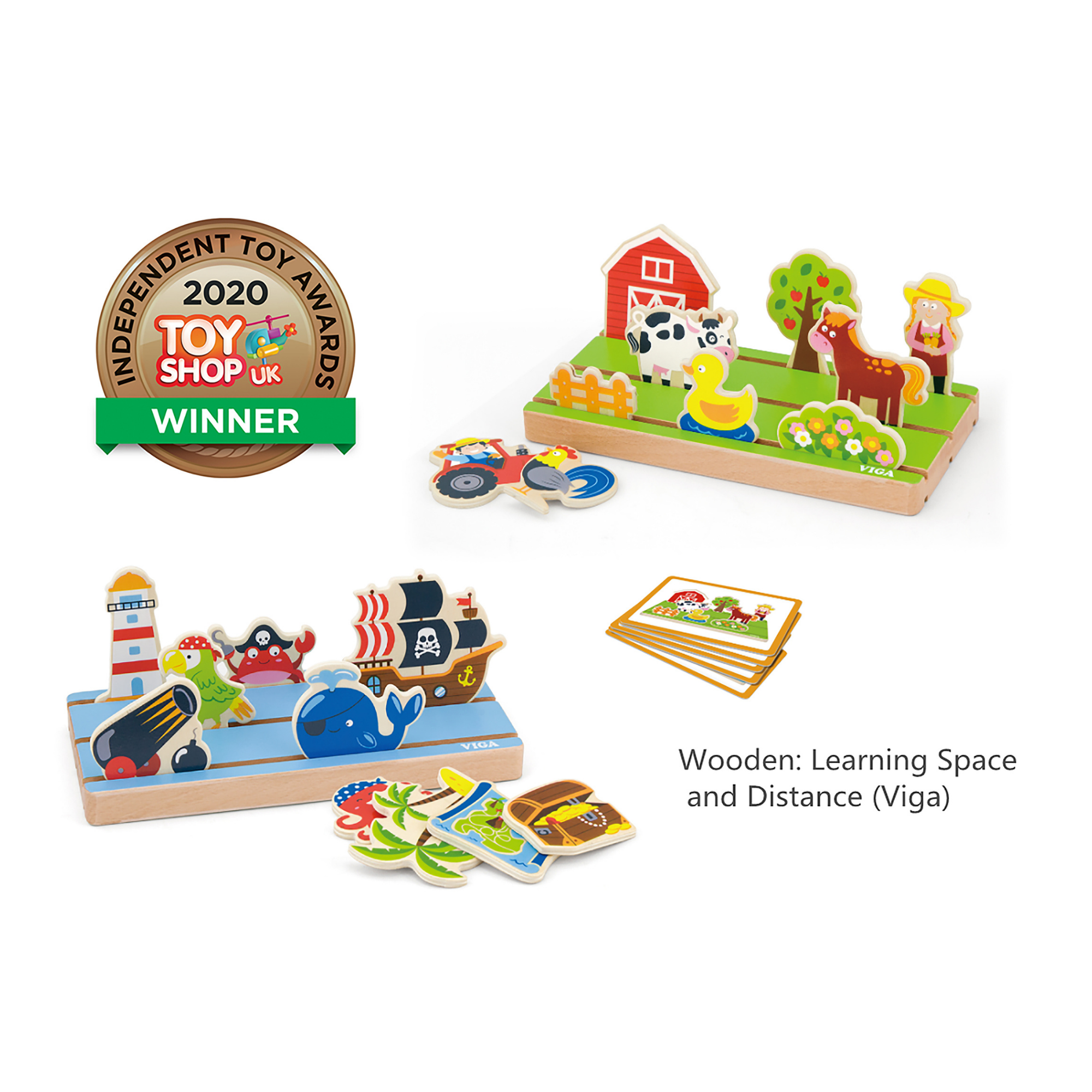 Viga Space & Distance Learning Toy, 1 Piece Montessori Wooden Playset for Toddlers, Develops Spatial Awareness & Fine Motor Skills, Solid Wood with Non-Toxic Paints, Eco-Friendly, Ages 18M+