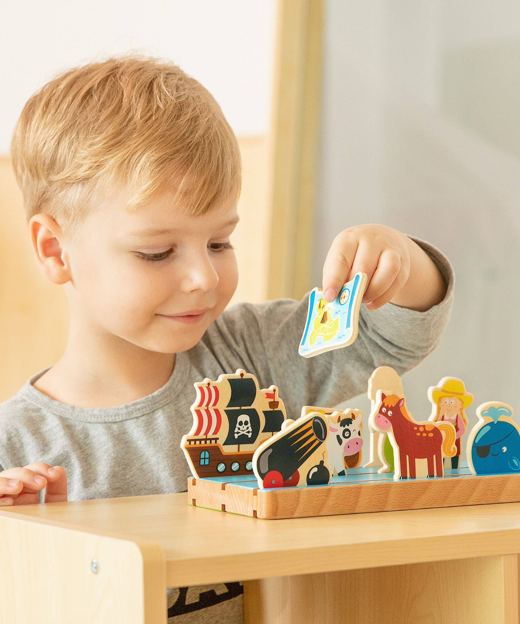 Viga Space & Distance Learning Toy, 1 Piece Montessori Wooden Playset for Toddlers, Develops Spatial Awareness & Fine Motor Skills, Solid Wood with Non-Toxic Paints, Eco-Friendly, Ages 18M+