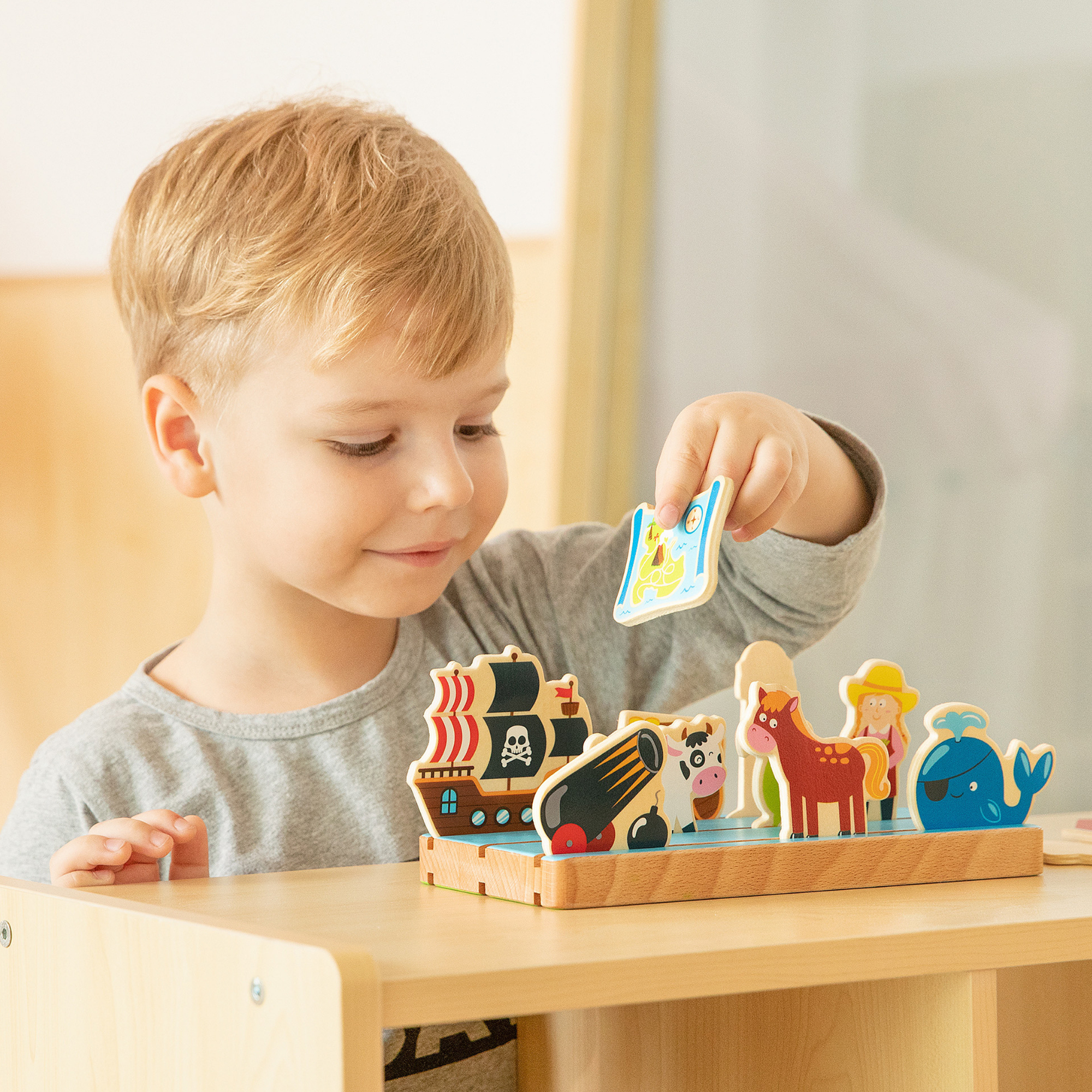 Viga Space & Distance Learning Toy, 1 Piece Montessori Wooden Playset for Toddlers, Develops Spatial Awareness & Fine Motor Skills, Solid Wood with Non-Toxic Paints, Eco-Friendly, Ages 18M+