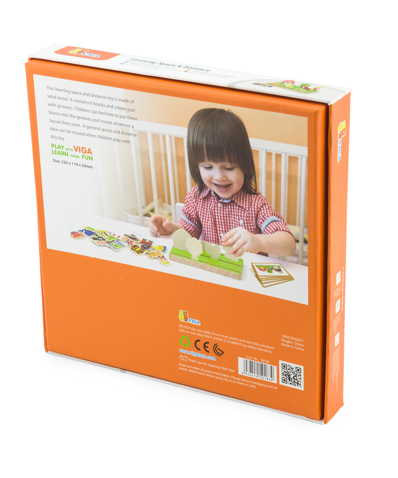 Viga Space & Distance Learning Toy, 1 Piece Montessori Wooden Playset for Toddlers, Develops Spatial Awareness & Fine Motor Skills, Solid Wood with Non-Toxic Paints, Eco-Friendly, Ages 18M+