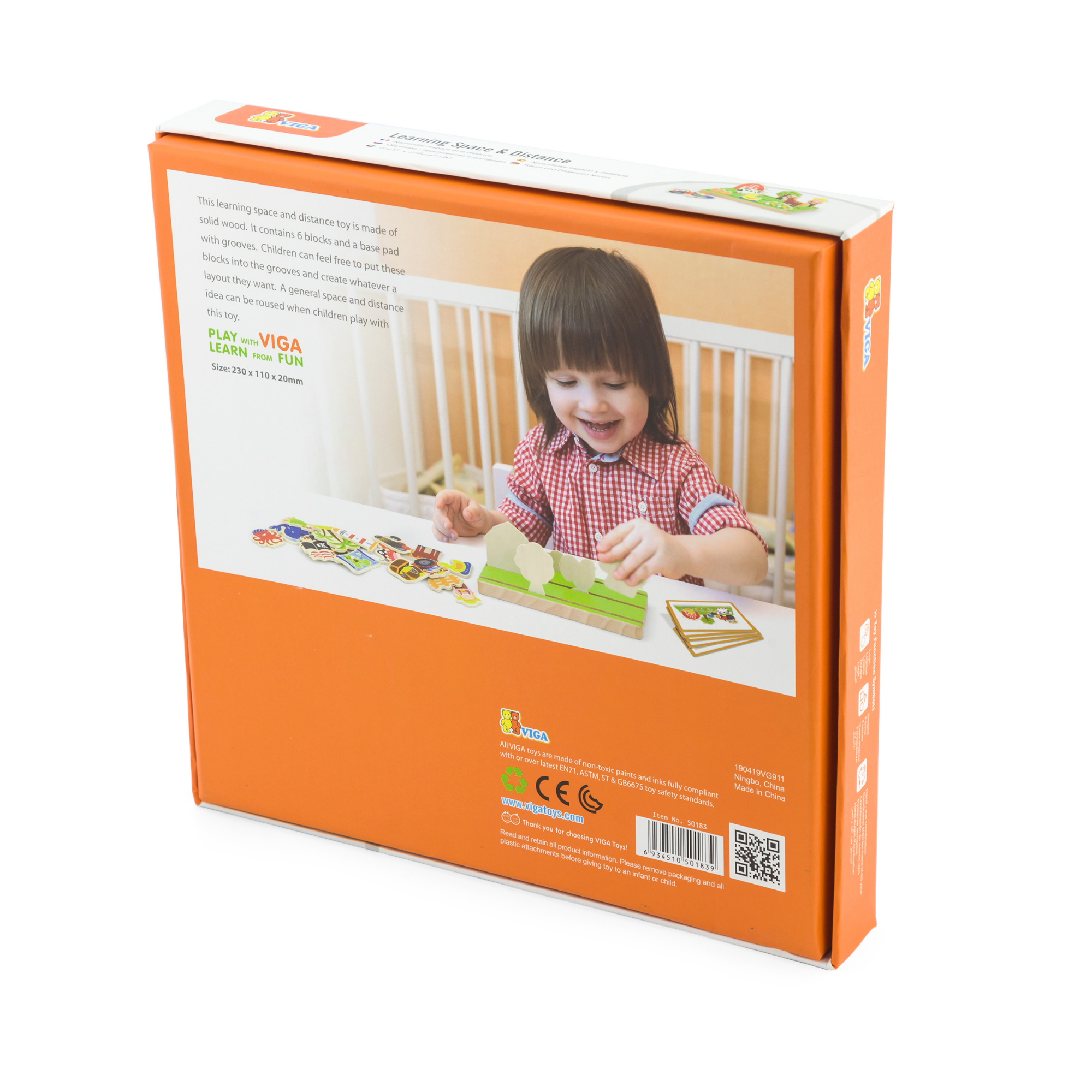 Viga Space & Distance Learning Toy, 1 Piece Montessori Wooden Playset for Toddlers, Develops Spatial Awareness & Fine Motor Skills, Solid Wood with Non-Toxic Paints, Eco-Friendly, Ages 18M+