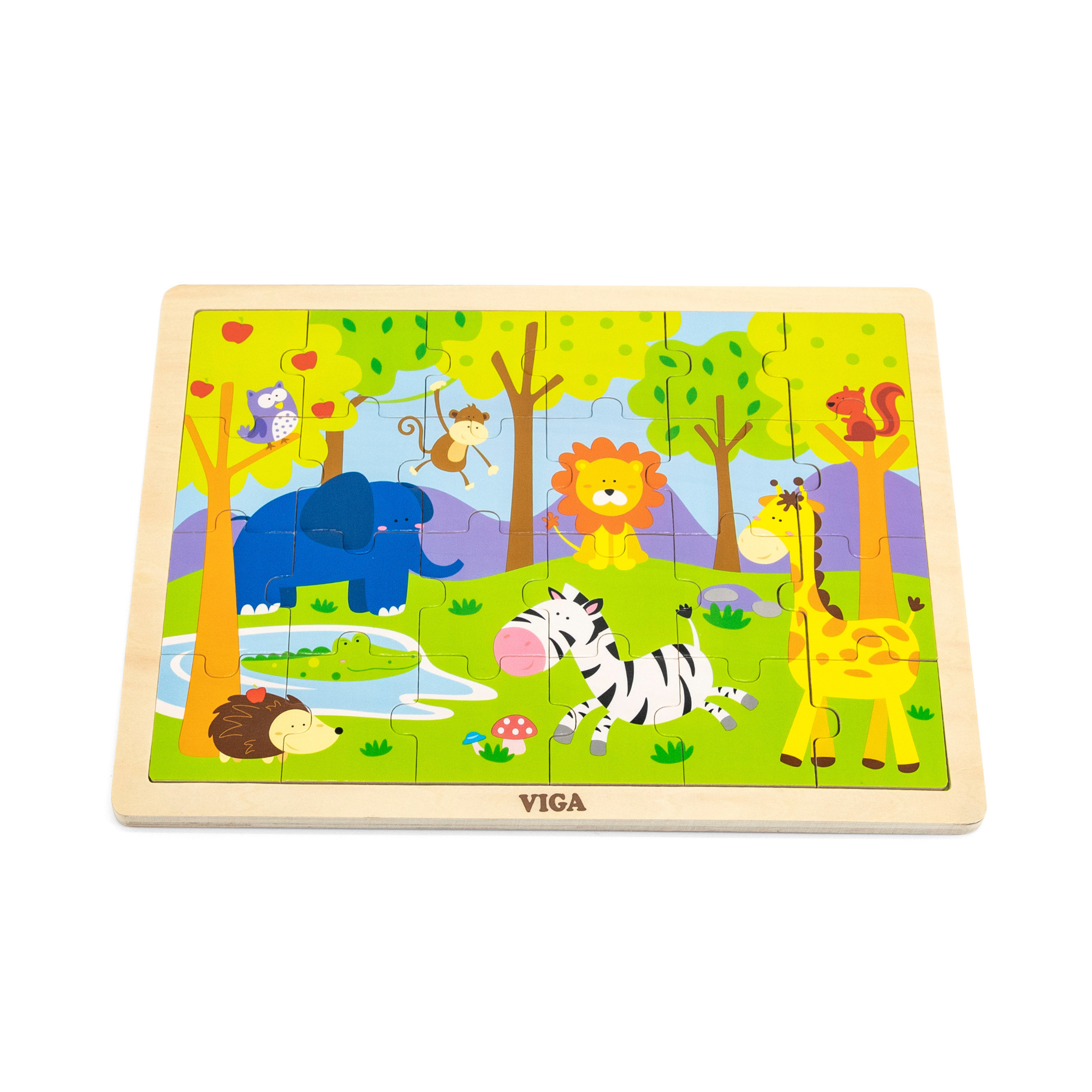 فيجا سفاري، أحجية الصور المقطوعة من 24 قطعة، لعبة مونتيسوري الخشبية، تنمي المهارات الحسية والإدراكية والحركية الدقيقة، لعبة تعليمية للأطفال غير سامة وصديقة للبيئة، مناسبة للأولاد والبنات من عمر سنتين فما فوق
