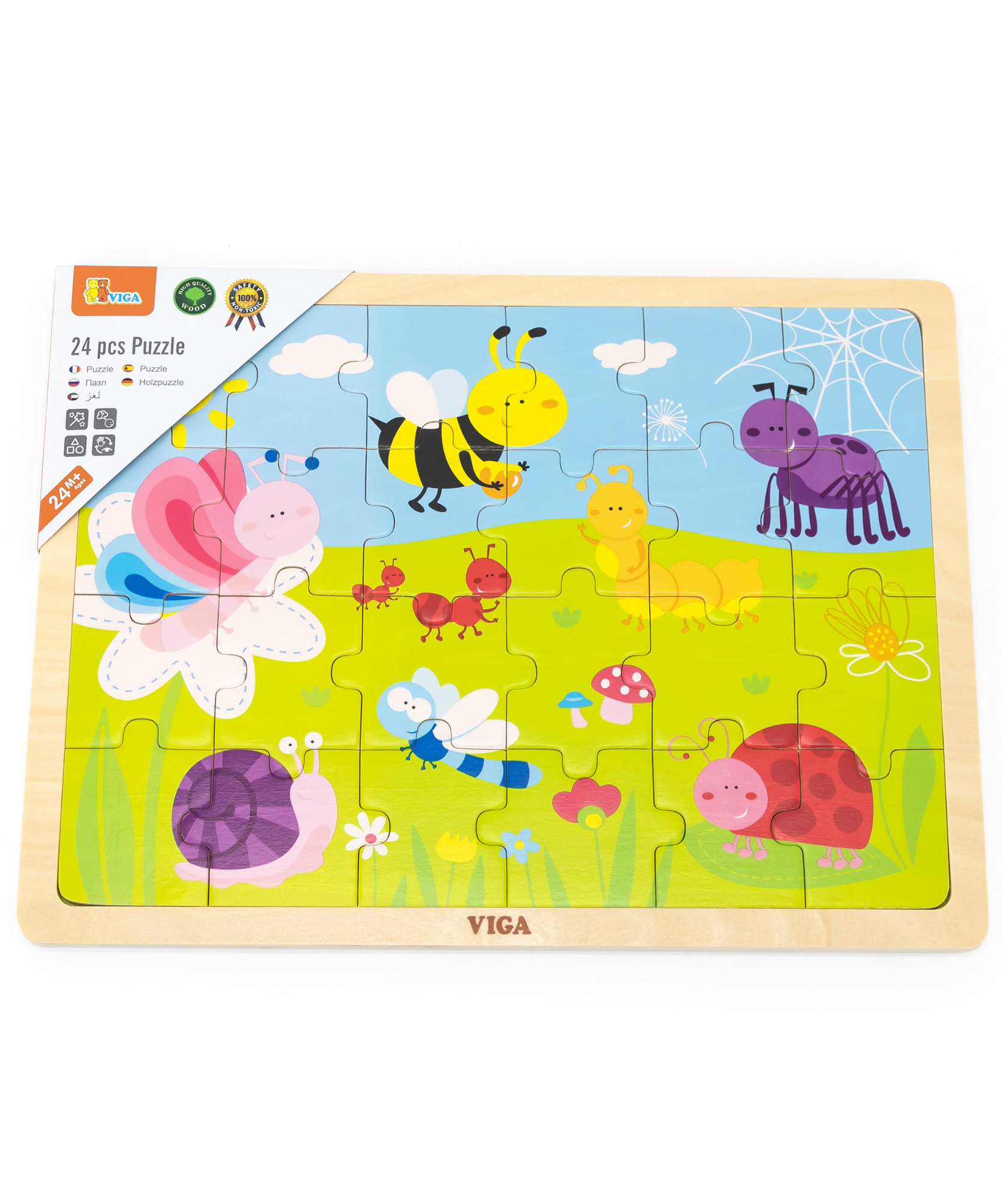 فيجا بارك، أحجية الصور المقطوعة من 24 قطعة، لعبة مونتيسوري الخشبية، تنمي المهارات الحسية والإدراكية والحركية الدقيقة، لعبة تعليمية للأطفال غير سامة وصديقة للبيئة، مناسبة للأولاد والبنات من عمر سنتين فما فوق