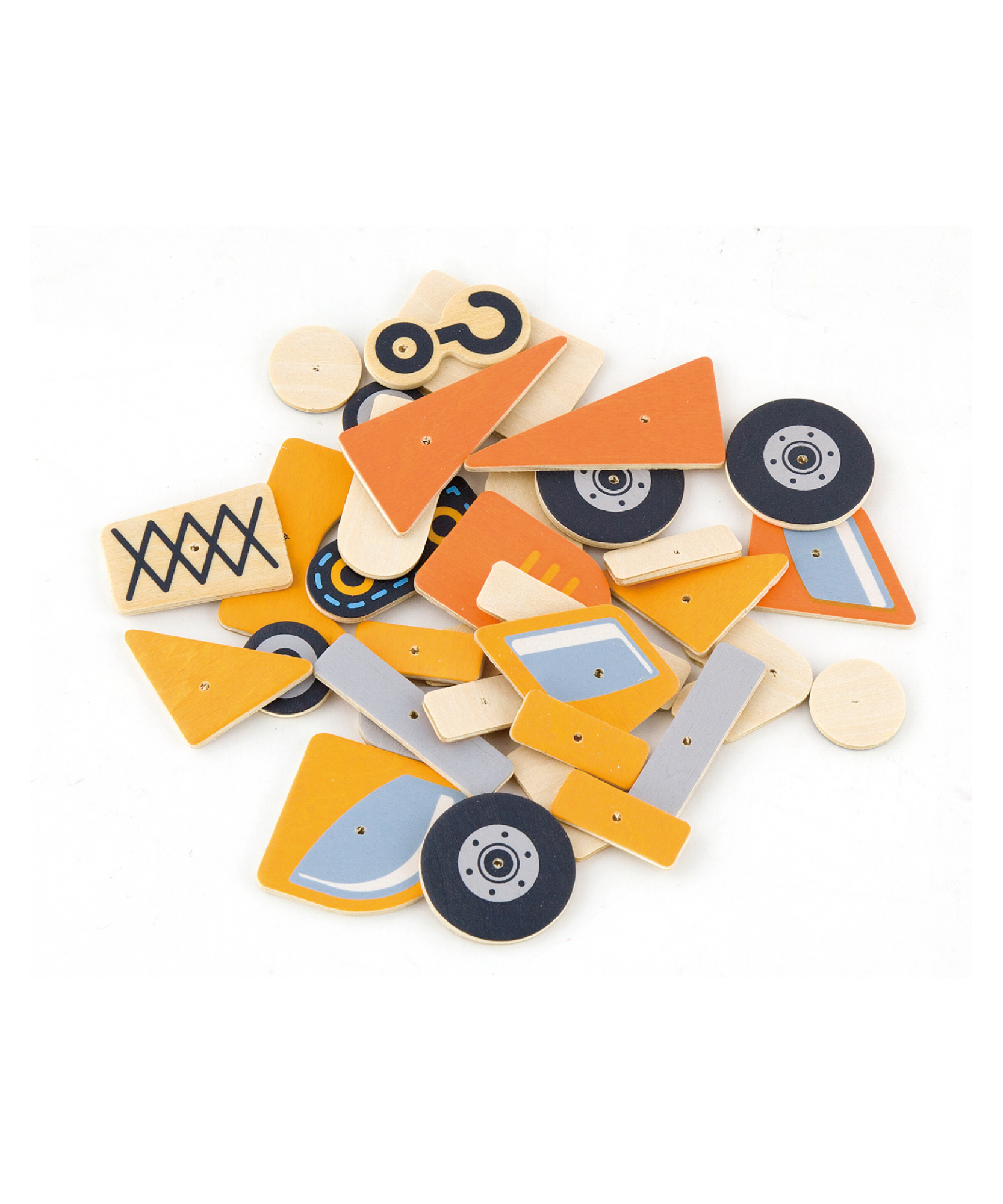 مجموعة مركبات البناء فيجا تاك زاب، لعبة مطرقة خشبية من مونتيسوري مع 45 قطعة وبطاقات تصميم، تنمي المهارات الحركية والمنطق، صديقة للبيئة وغير سامة، للأولاد والبنات من سن 3 سنوات فما فوق