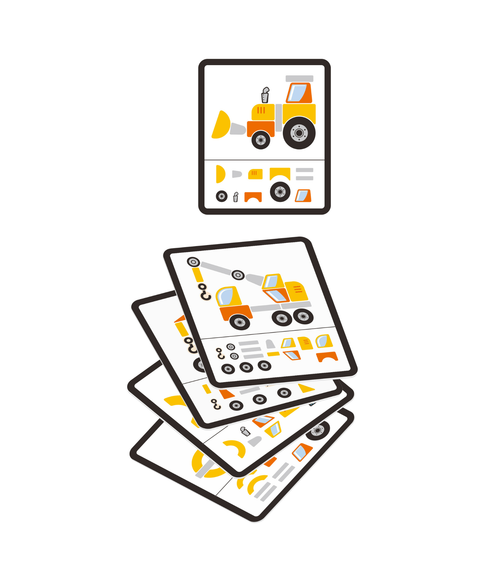 مجموعة مركبات البناء فيجا تاك زاب، لعبة مطرقة خشبية من مونتيسوري مع 45 قطعة وبطاقات تصميم، تنمي المهارات الحركية والمنطق، صديقة للبيئة وغير سامة، للأولاد والبنات من سن 3 سنوات فما فوق