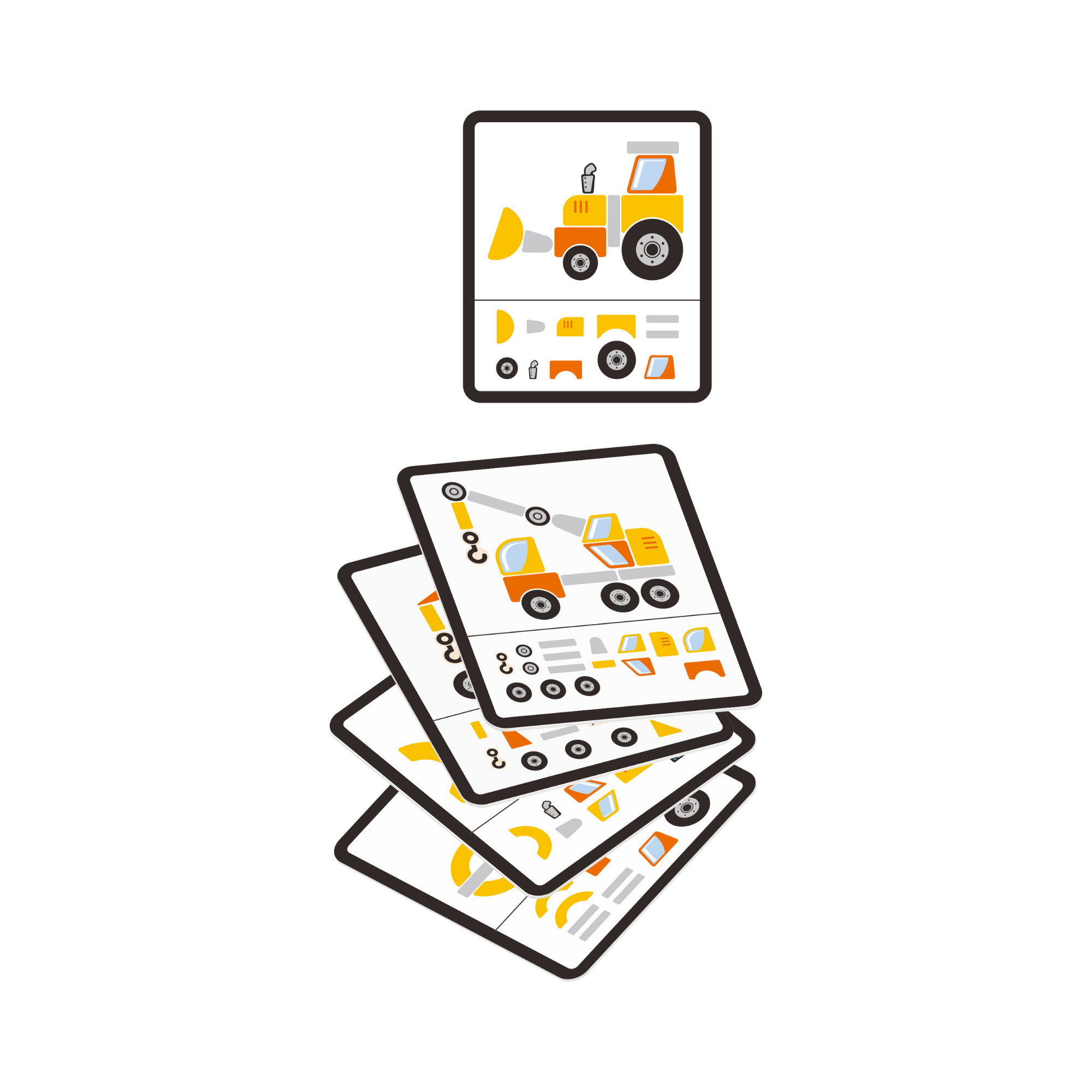 مجموعة مركبات البناء فيجا تاك زاب، لعبة مطرقة خشبية من مونتيسوري مع 45 قطعة وبطاقات تصميم، تنمي المهارات الحركية والمنطق، صديقة للبيئة وغير سامة، للأولاد والبنات من سن 3 سنوات فما فوق