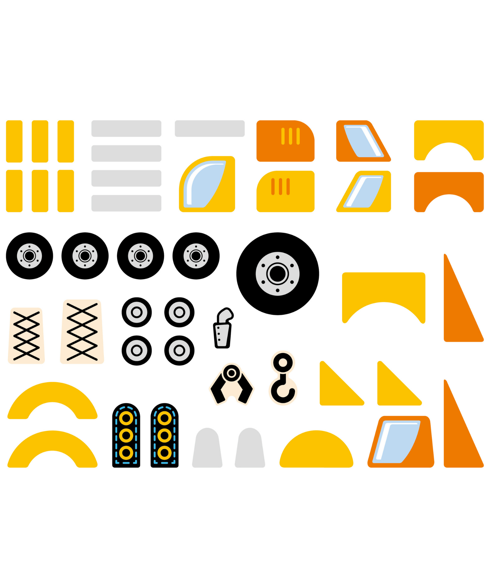 مجموعة مركبات البناء فيجا تاك زاب، لعبة مطرقة خشبية من مونتيسوري مع 45 قطعة وبطاقات تصميم، تنمي المهارات الحركية والمنطق، صديقة للبيئة وغير سامة، للأولاد والبنات من سن 3 سنوات فما فوق