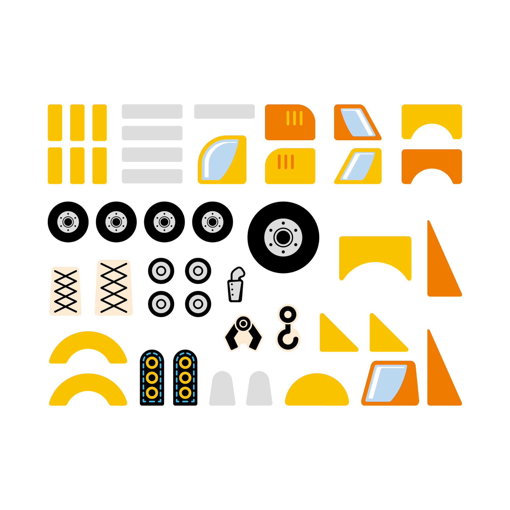 مجموعة مركبات البناء فيجا تاك زاب، لعبة مطرقة خشبية من مونتيسوري مع 45 قطعة وبطاقات تصميم، تنمي المهارات الحركية والمنطق، صديقة للبيئة وغير سامة، للأولاد والبنات من سن 3 سنوات فما فوق