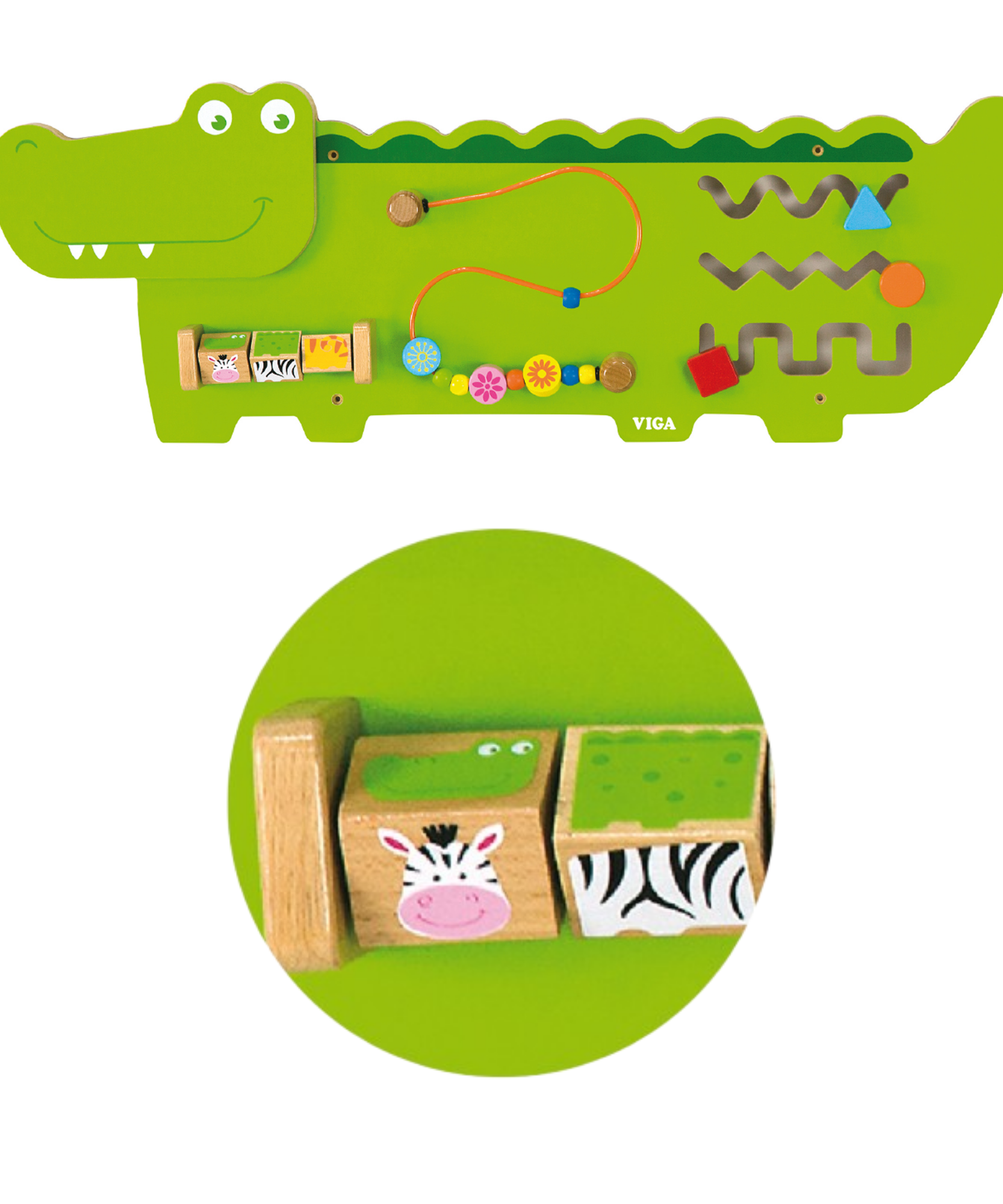 لوحة حائط فيجا كروكودايل، لوحة أنشطة حسية خشبية من مونتيسوري، تُنمّي المنطق والتنسيق بين اليد والعين والمهارات الحركية، لعبة تعليمية صديقة للبيئة وغير سامة، للأولاد والبنات من عمر 18 شهرًا فما فوق