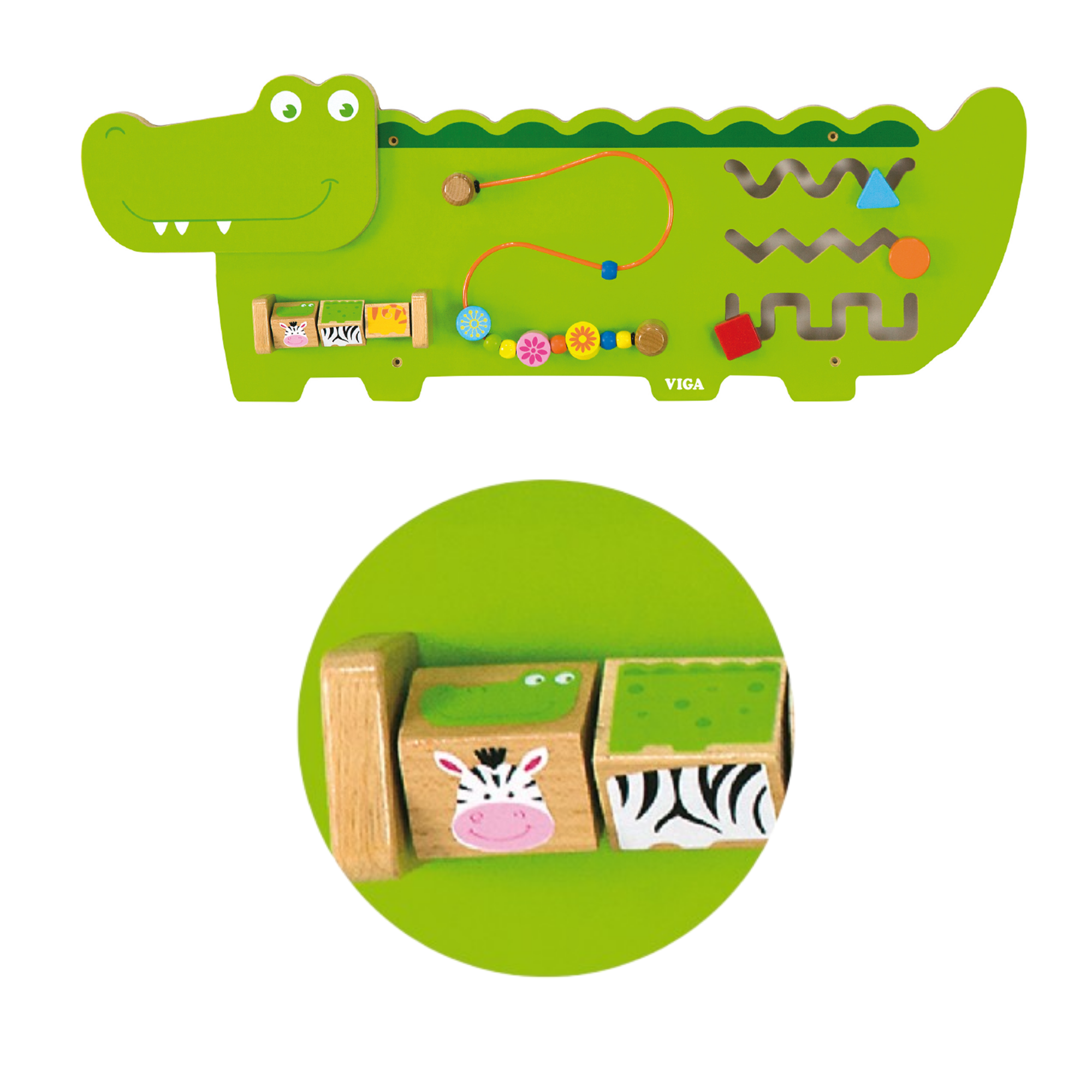 لوحة حائط فيجا كروكودايل، لوحة أنشطة حسية خشبية من مونتيسوري، تُنمّي المنطق والتنسيق بين اليد والعين والمهارات الحركية، لعبة تعليمية صديقة للبيئة وغير سامة، للأولاد والبنات من عمر 18 شهرًا فما فوق