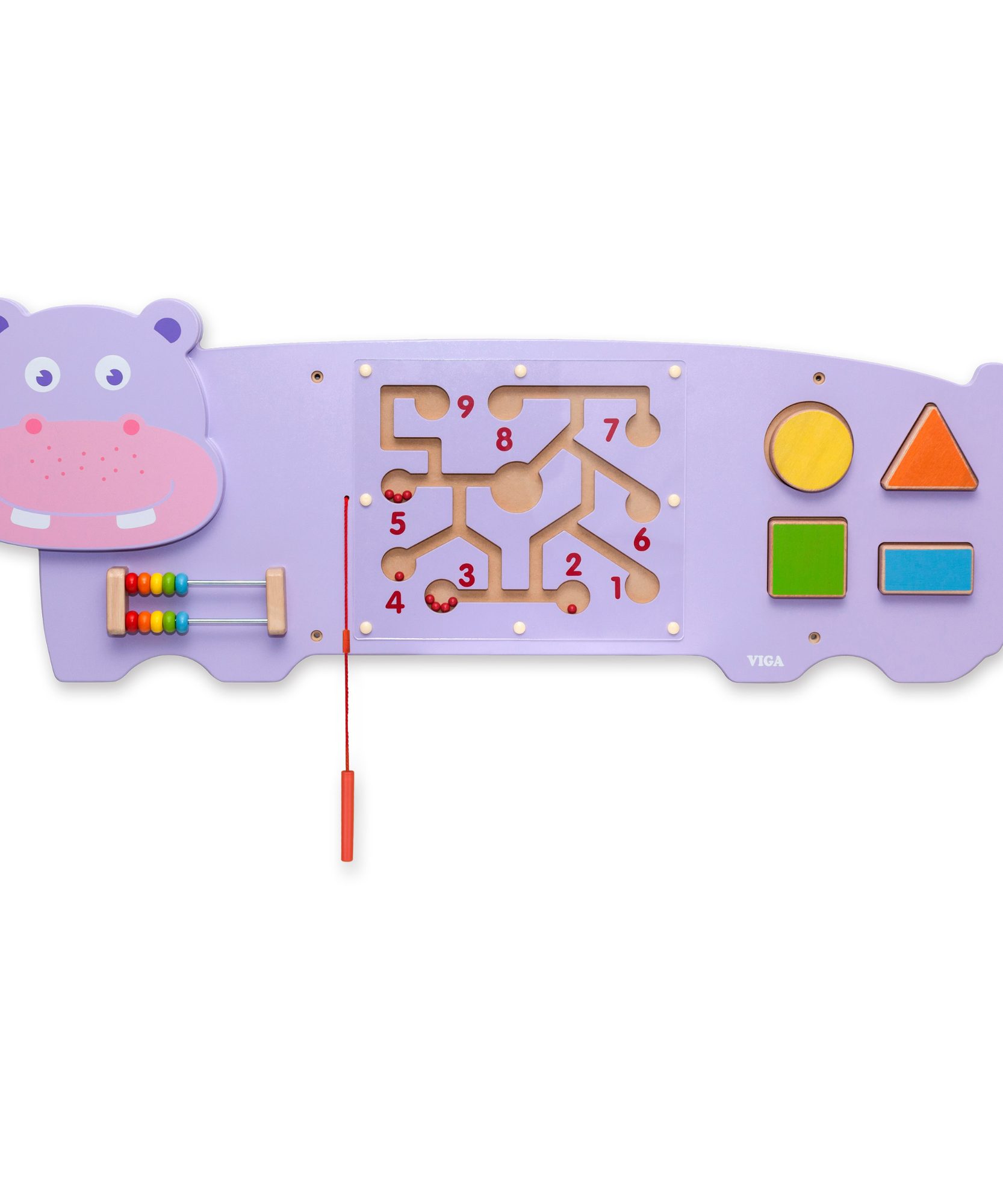 لعبة حائط فرس النهر من فيجا مونتيسوري - لوحة أنشطة حسية متعددة الوظائف للأطفال الصغار - لعبة تعليمية خشبية متينة لتنسيق اليد والعين وتنمية الدماغ - للأعمار من 18 شهرًا فما فوق