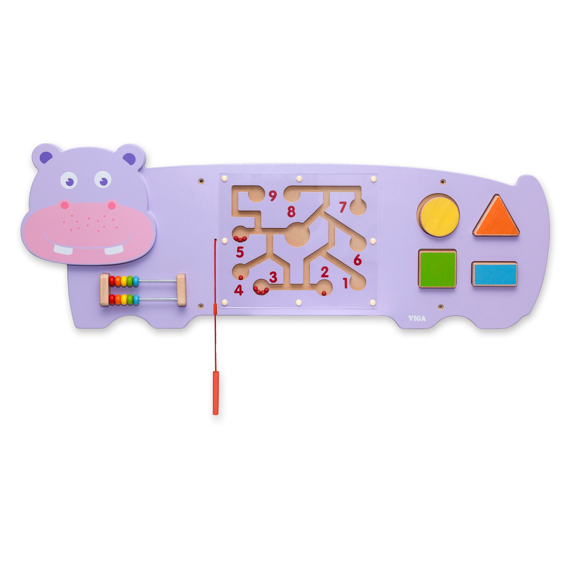 لعبة حائط فرس النهر من فيجا مونتيسوري - لوحة أنشطة حسية متعددة الوظائف للأطفال الصغار - لعبة تعليمية خشبية متينة لتنسيق اليد والعين وتنمية الدماغ - للأعمار من 18 شهرًا فما فوق