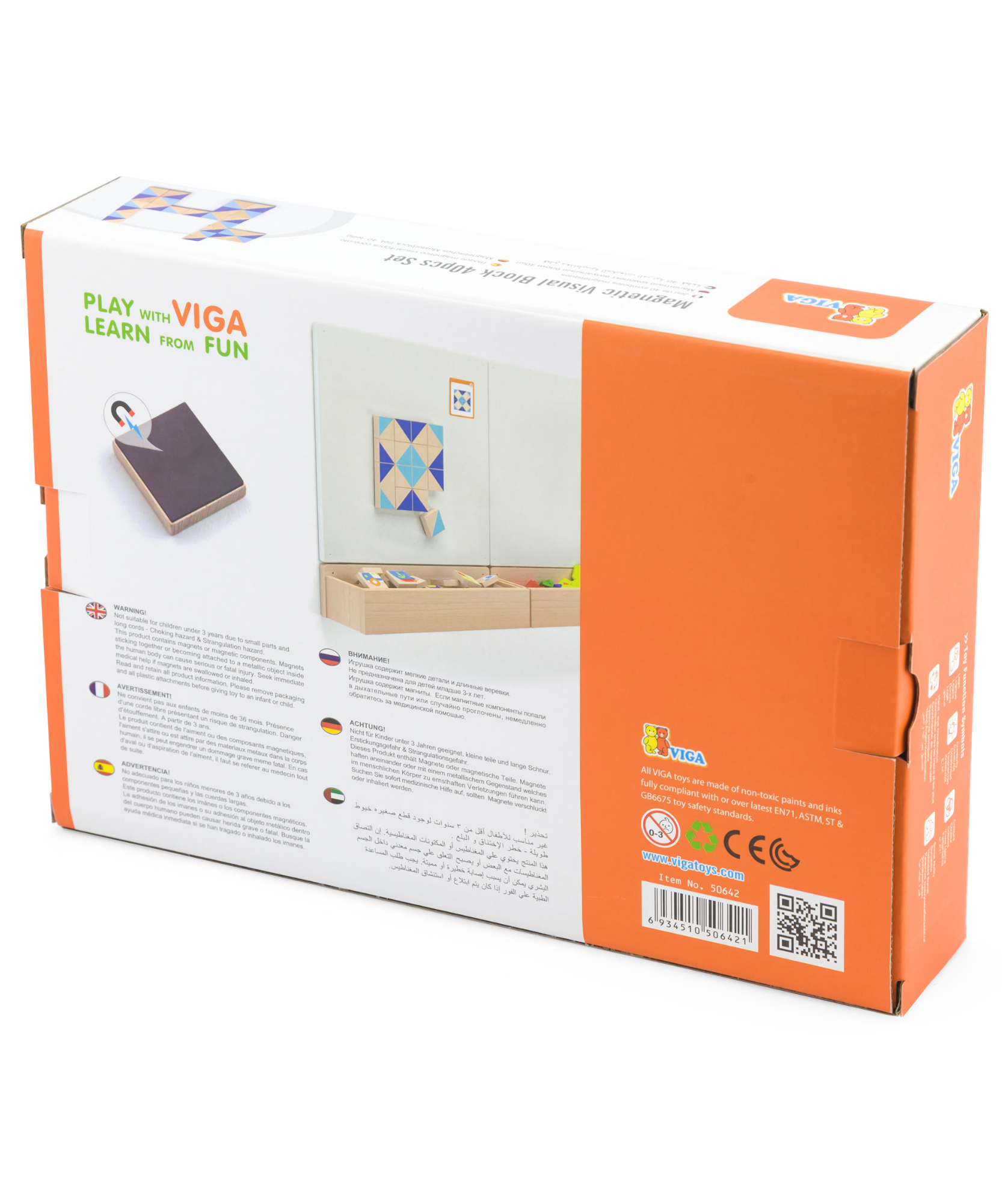 مكعبات فيجا البصرية، 40 قطعة أحجية مغناطيسية، لعبة مونتيسوري الخشبية، تنمي المهارات الحسية والإدراكية والحركية الدقيقة، لعبة تعليمية للأطفال غير سامة وصديقة للبيئة، مناسبة للأطفال من سن 3 سنوات فما فوق