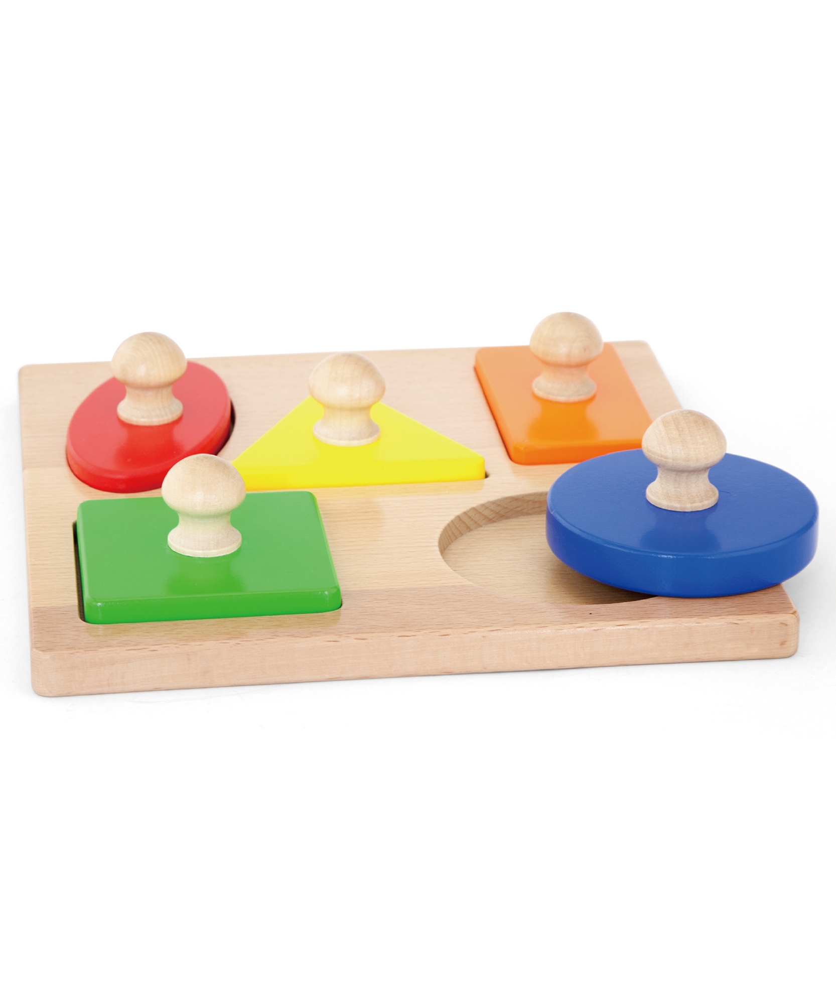 Viga Shapes, 5 Piece Knob Puzzle, Montessori Wooden Toy, Develops Sensory, Cognitive & Fine Motor Skills, Non-Toxic & Eco-friendly Kids Educational Toy, Suitable for Boys and Girls Aged 12M+