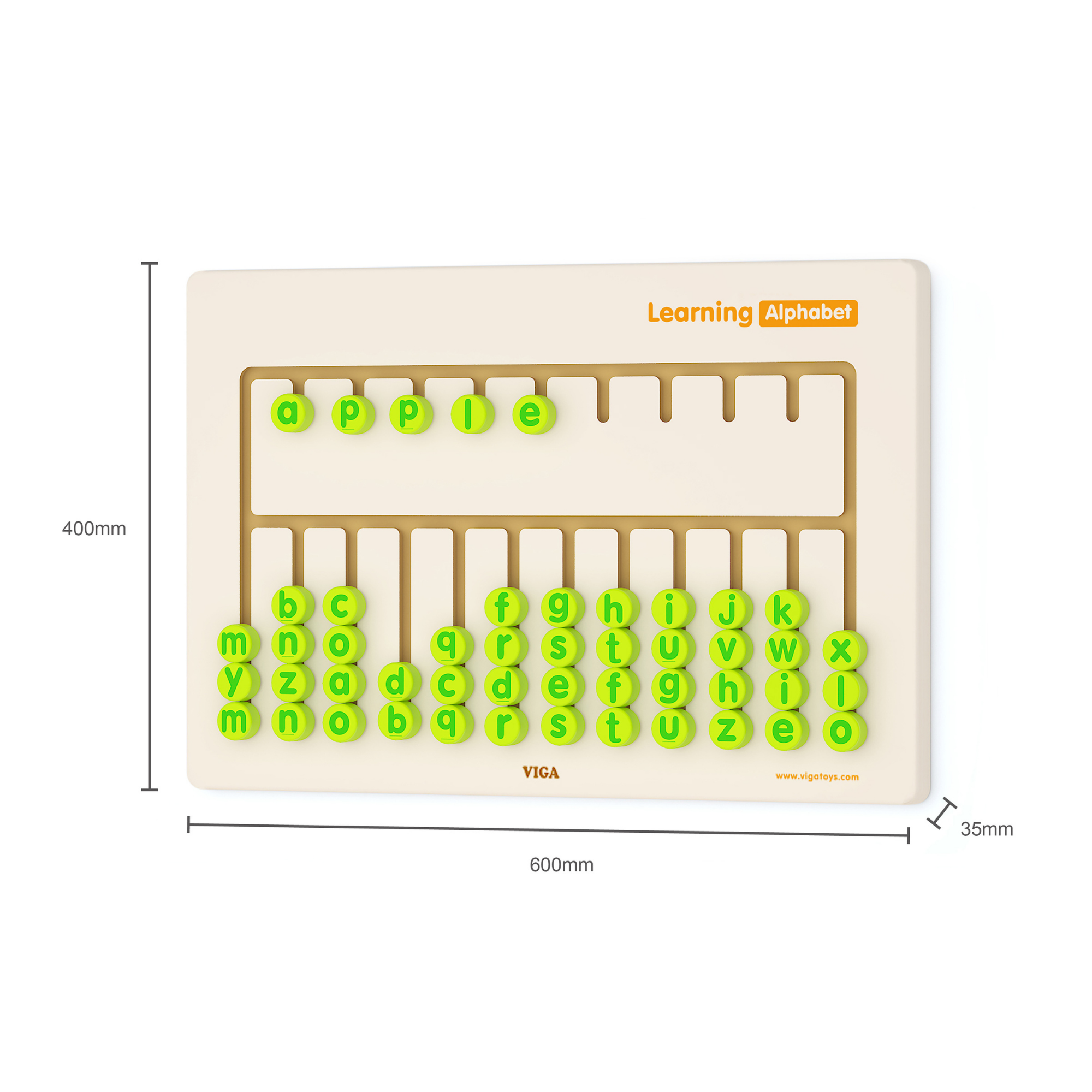 VIGA Learning Alphabet Wall Toy, Montessori Wooden Spelling & Language Activity, Develops Fine Motor Skills, Letter Recognition & Logic, Eco-Friendly & Non-Toxic, for Boys & Girls Ages 3+