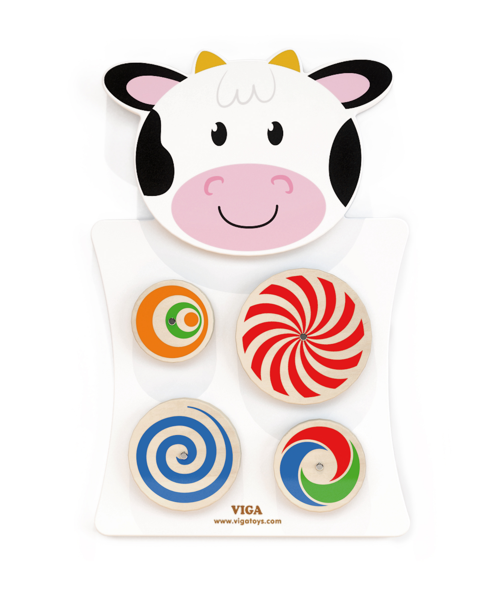 لعبة حائط فيجا - أنماط دوارة، نشاط حسي خشبي من مونتيسوري للأطفال الصغار من عمر 18 شهرًا فما فوق - لعبة تعليمية صديقة للبيئة مع أقراص دوارة - تنمية التنسيق بين اليد والعين والمنطق