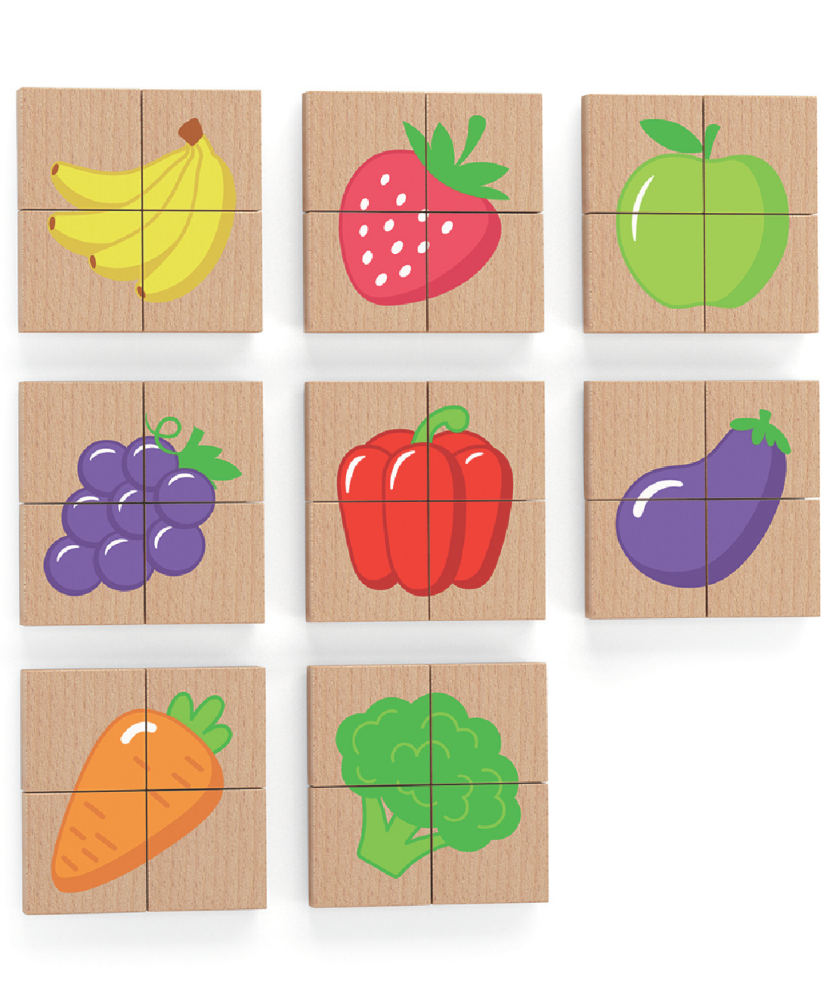 لعبة أحجية مكعبات مغناطيسية من فيجا فروتس، 32 قطعة، لعبة مونتيسوري خشبية، تنمي المهارات الحسية والإدراكية والحركية الدقيقة، غير سامة وصديقة للبيئة، مناسبة للأطفال من سن 18 شهرًا فما فوق