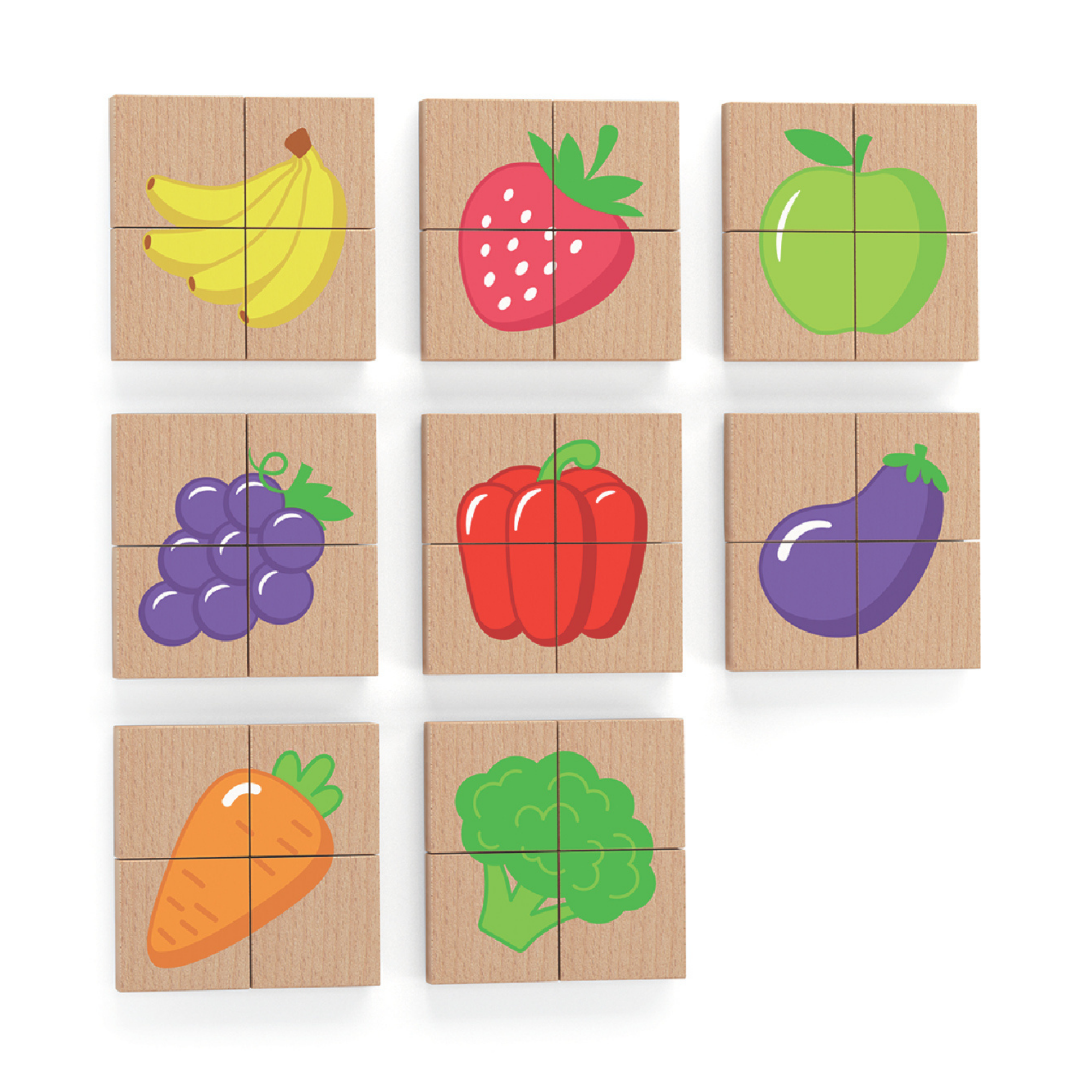 لعبة أحجية مكعبات مغناطيسية من فيجا فروتس، 32 قطعة، لعبة مونتيسوري خشبية، تنمي المهارات الحسية والإدراكية والحركية الدقيقة، غير سامة وصديقة للبيئة، مناسبة للأطفال من سن 18 شهرًا فما فوق