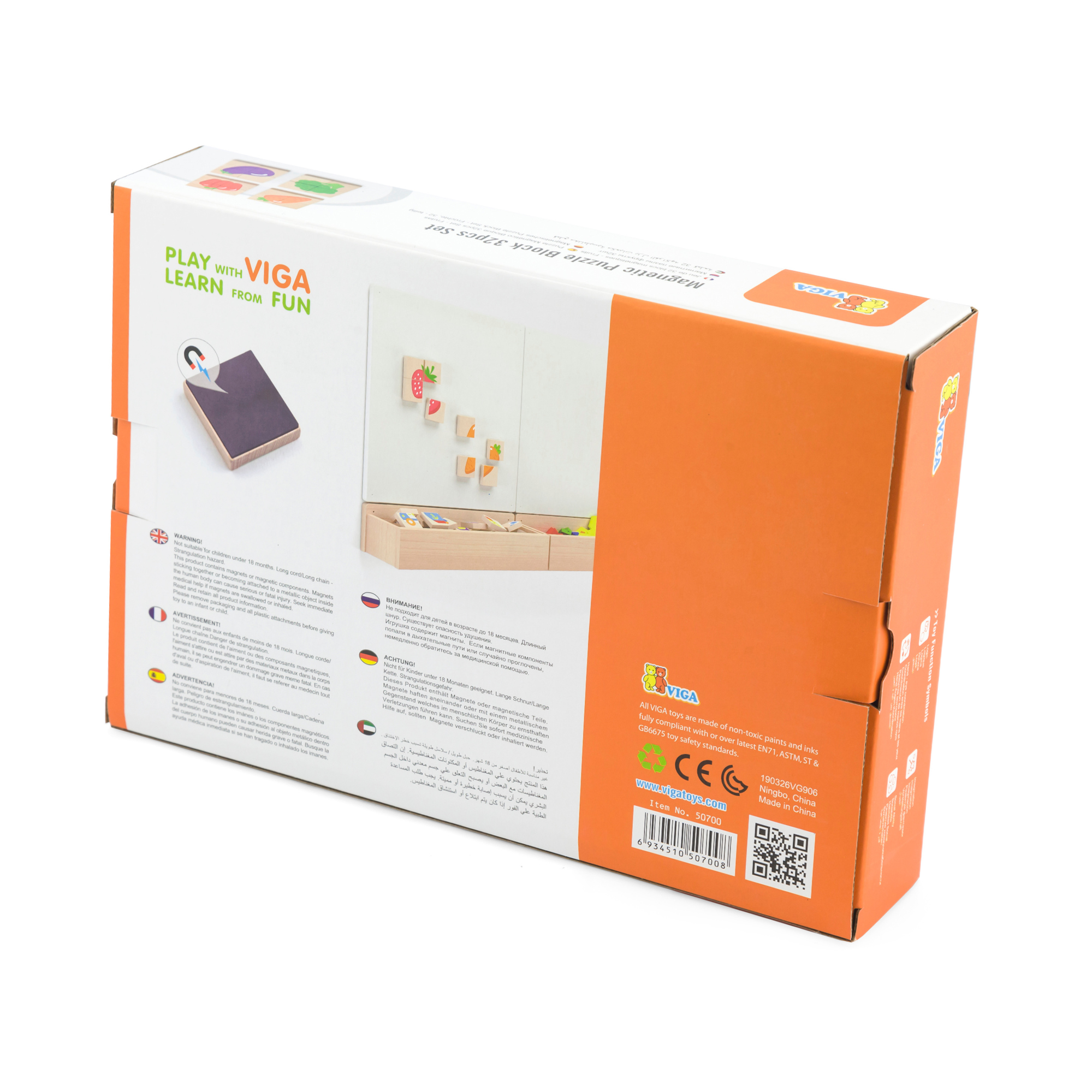 لعبة أحجية مكعبات مغناطيسية من فيجا فروتس، 32 قطعة، لعبة مونتيسوري خشبية، تنمي المهارات الحسية والإدراكية والحركية الدقيقة، غير سامة وصديقة للبيئة، مناسبة للأطفال من سن 18 شهرًا فما فوق