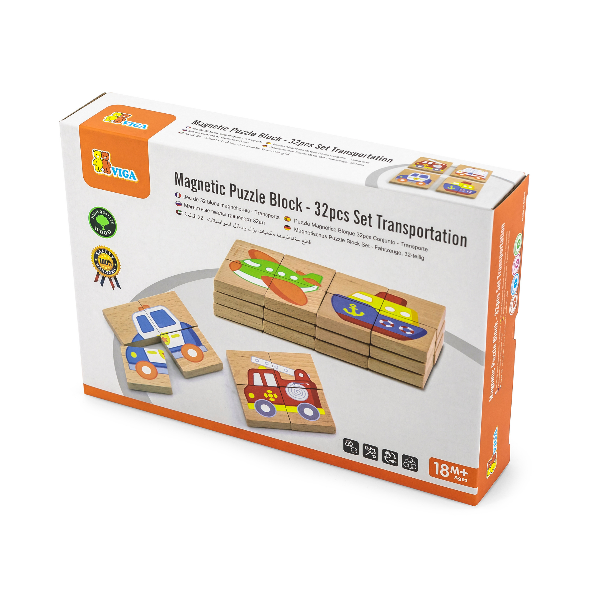 لعبة فيجا للنقل، أحجية مغناطيسية مكونة من 32 قطعة، لعبة مونتيسوري خشبية، تنمي المهارات الحسية والإدراكية والحركية الدقيقة، لعبة تعليمية للأطفال غير سامة وصديقة للبيئة، مناسبة للأطفال من سن 18 شهرًا فما فوق