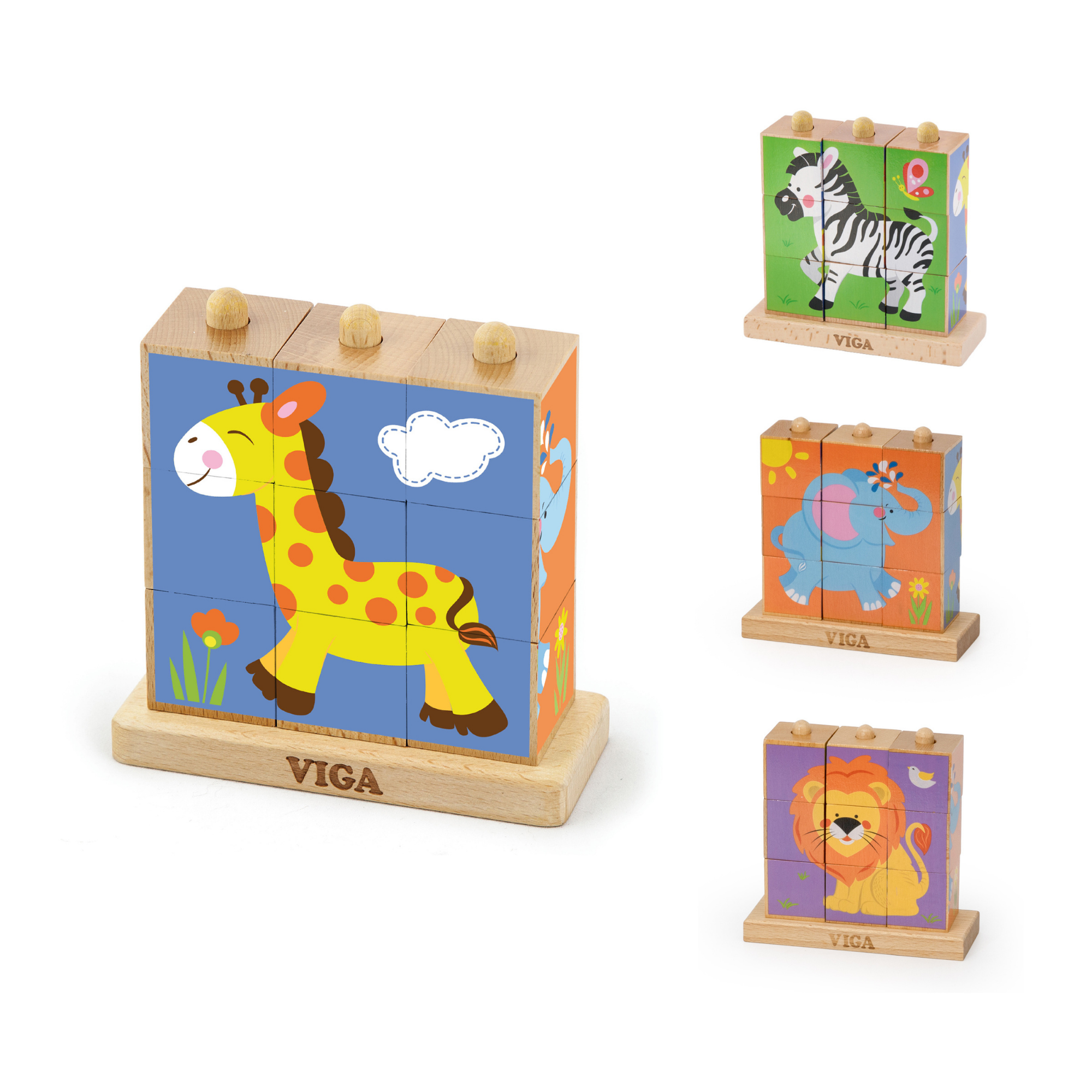 لعبة مكعبات فيجا وايلد أنيملز، 6 جوانب، 3×3، لعبة مونتيسوري الخشبية، تنمي المهارات الحسية والإدراكية والحركية الدقيقة، لعبة تعليمية للأطفال غير سامة وصديقة للبيئة، مناسبة للأولاد والبنات من عمر سنتين فما فوق