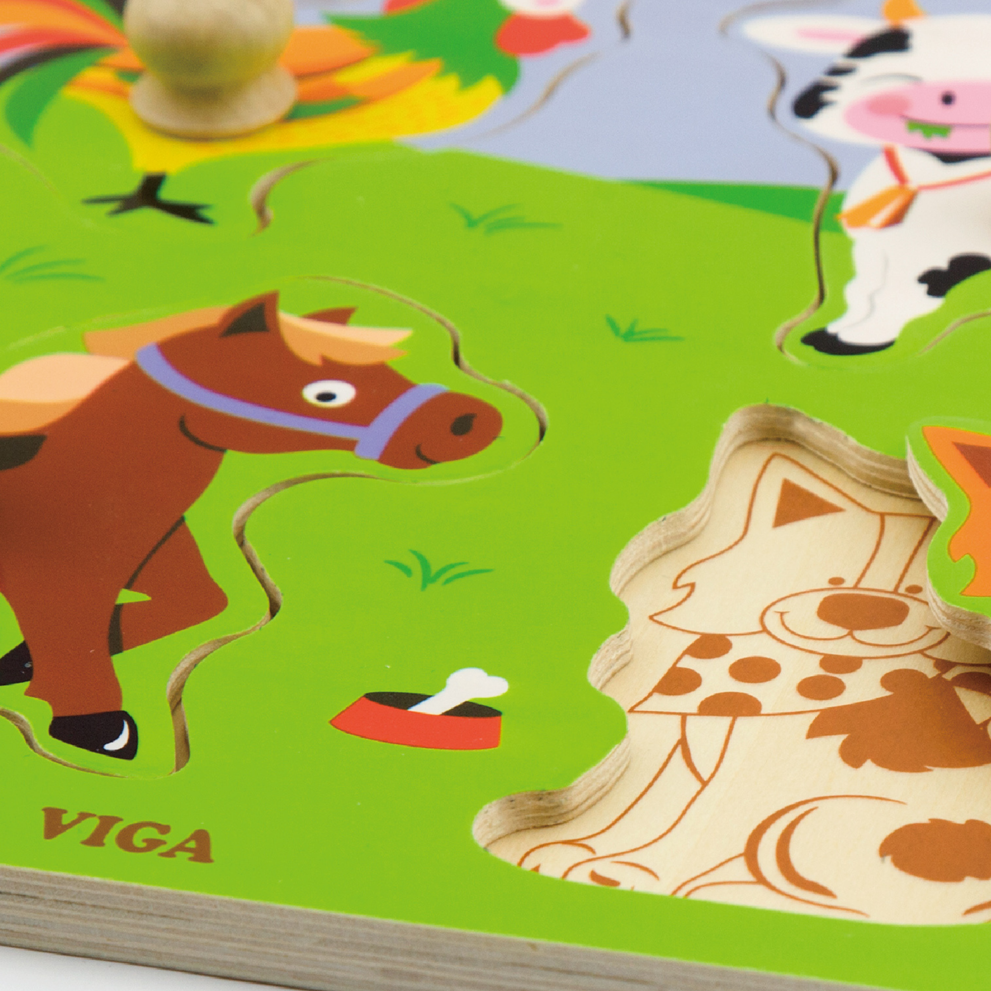 لعبة أحجية حيوانات المزرعة من فيجا، مكونة من 4 قطع، لعبة مونتيسوري الخشبية، تُنمّي المهارات الحسية والإدراكية والحركية الدقيقة، لعبة تعليمية للأطفال غير سامة وصديقة للبيئة، مناسبة للأولاد والبنات من عمر 12 شهرًا فما فوق