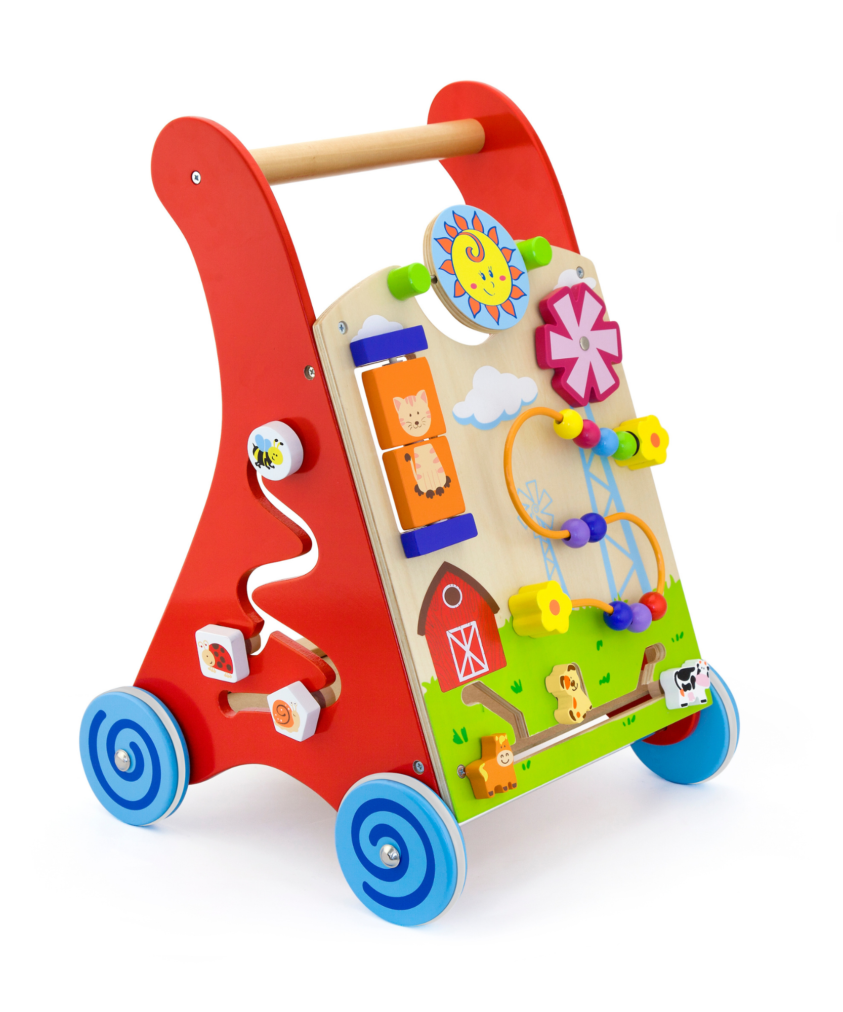 Viga Wooden Activity Baby Walker, Montessori Push Toy with Sensory Games, Eco-Friendly Toddler Walking Aid, Develops Balance, Motor Skills & Logic, Safe Non-Toxic Wood Toy, Ages 18M+