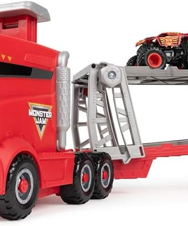 شاحنة Monster Jam 1:64 Launch N Go Hauler، شاحنة Monster RC مصبوبة، حفار قبور بمناسبة الذكرى الأربعين، منحدر حركات بهلوانية، مناسبة للأعمار من 3 سنوات فما فوق