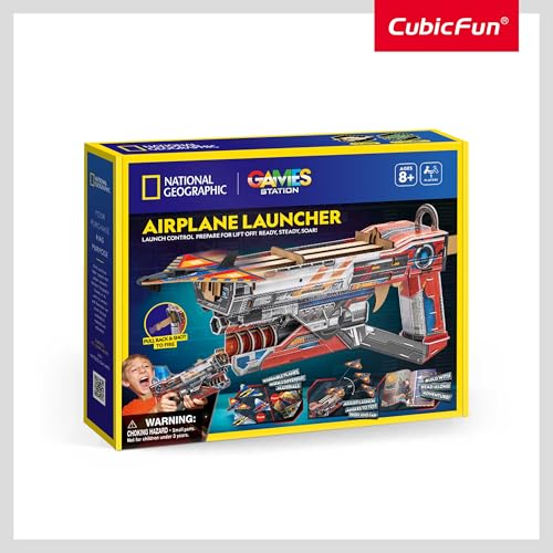 National Geographic 3D Puzzle Airplane Launcher 61-Pieces by Cubic Fun, STEM Learning, Build Things with Read-Along Adventure, Educational Puzzle, Learn & Fun Toys, For Kids 8 Years+