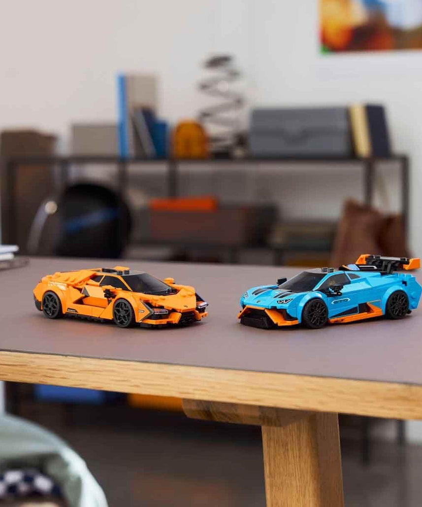 LEGO Speed Champions Lamborghini Revuelto & Huracán STO - Toy Race Cars Model Kit incl. 2 Driver Minifigures - Ramadan Gift for 10+ Year Old Boys - 77238