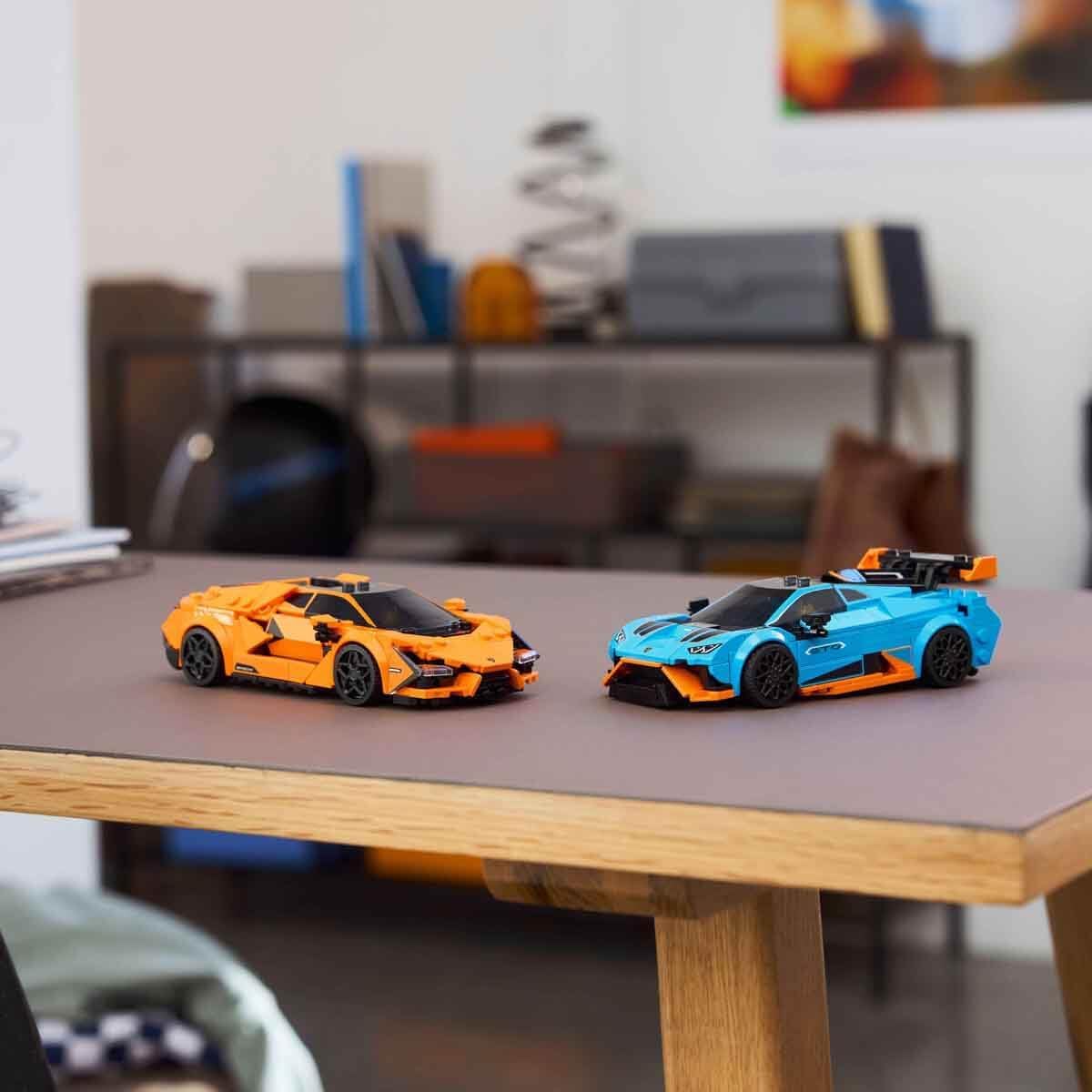 LEGO Speed Champions Lamborghini Revuelto & Huracán STO - Toy Race Cars Model Kit incl. 2 Driver Minifigures - Ramadan Gift for 10+ Year Old Boys - 77238