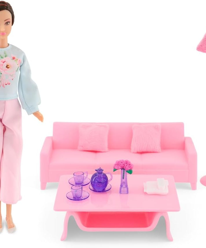 Fulla Living Room Doll Set, Cozy Doll Playset with Furniture and Accessories, Pretend Play Toy for Girls Ages 3 and Up